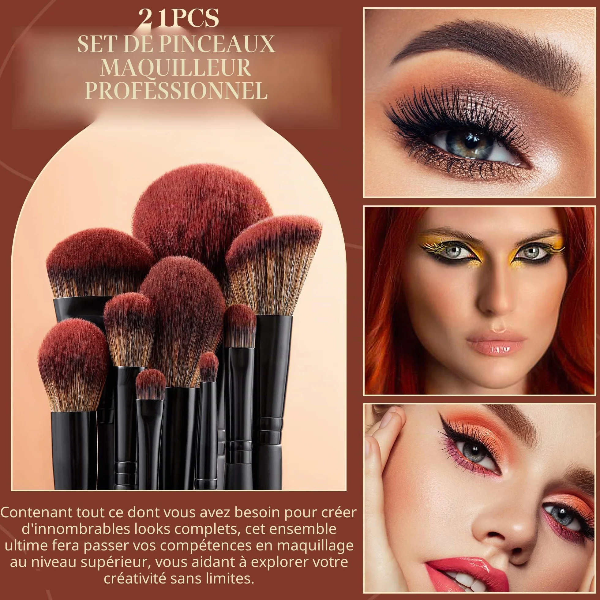 Jessup Pinceaux maquillage Set T271 Noir Fond de teint poudre Ombre à paupières Eyeliner