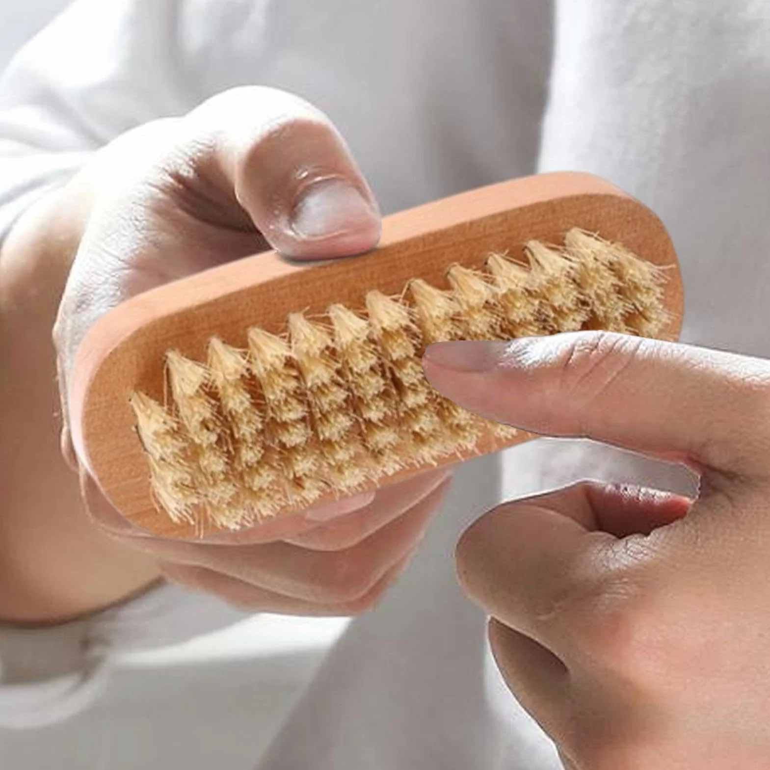 Brosse à ongles en bois double face réutilisable pour nettoyer mains et pieds