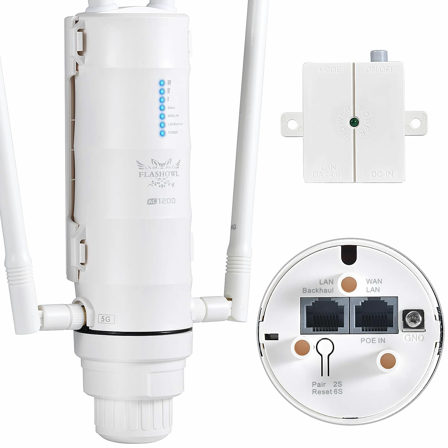 Répéteur WiFi Extérieur AC1200 Mesh IP65 PoE Double Bande 4 Modes | Antenne WiFi longue portée Amplificateur WiFi puissant Borne WiFi extérieure pour jardin garage terrasse caméra