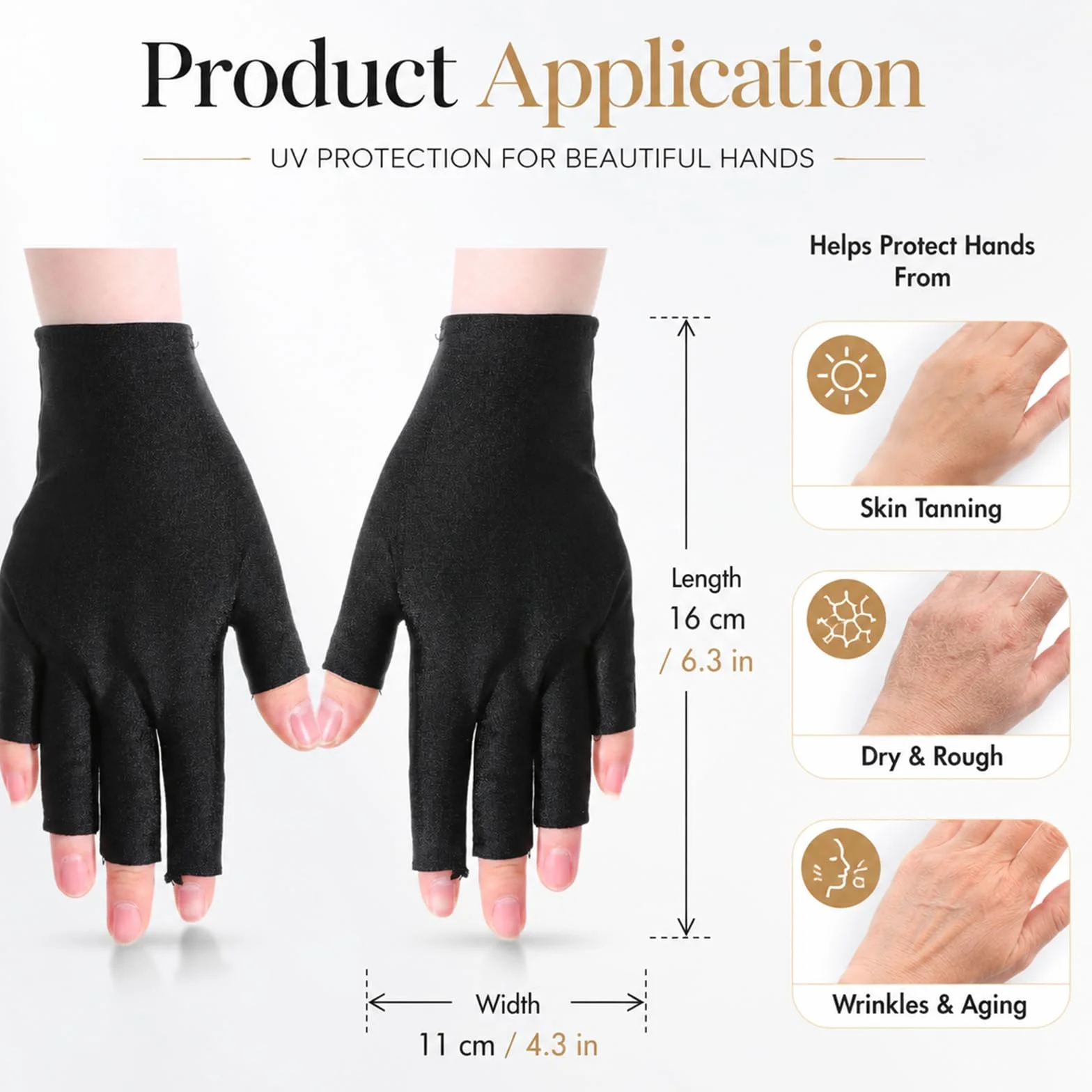 TIESOME Lot de 3 paires Gants de Protection UV en Gel pour Manucure Nail Art