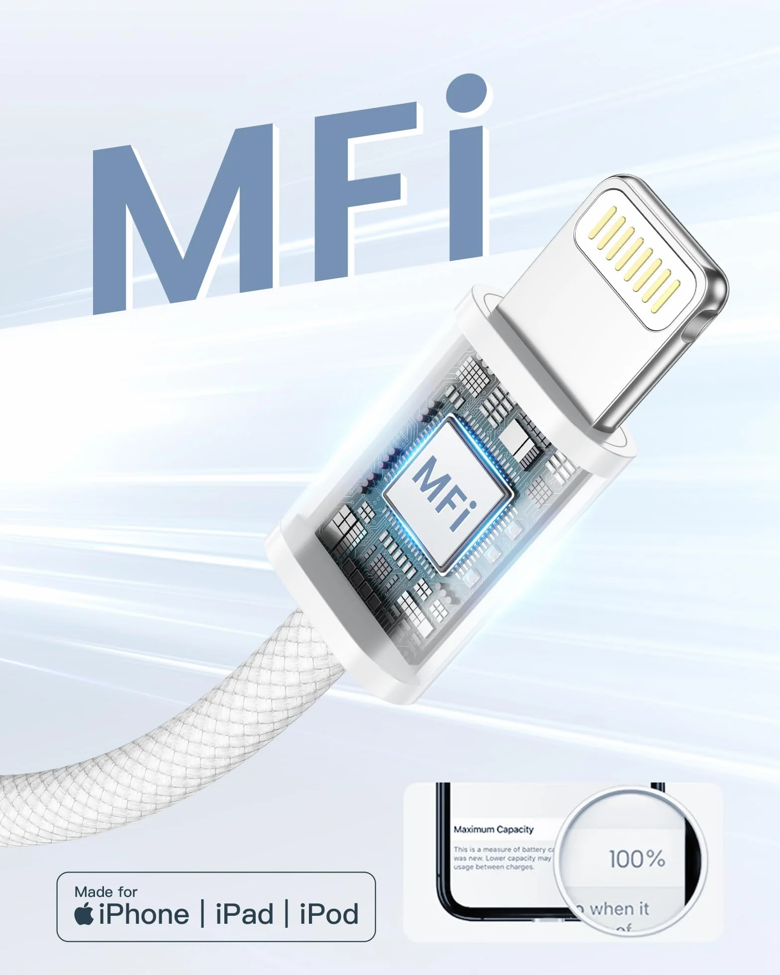 Câble USB C vers Lightning 1M Certifié MFi Charge Rapide PD pour iPhone 14 13 12 11 Pro Max Mini XR XS X 8 Plus SE 2020