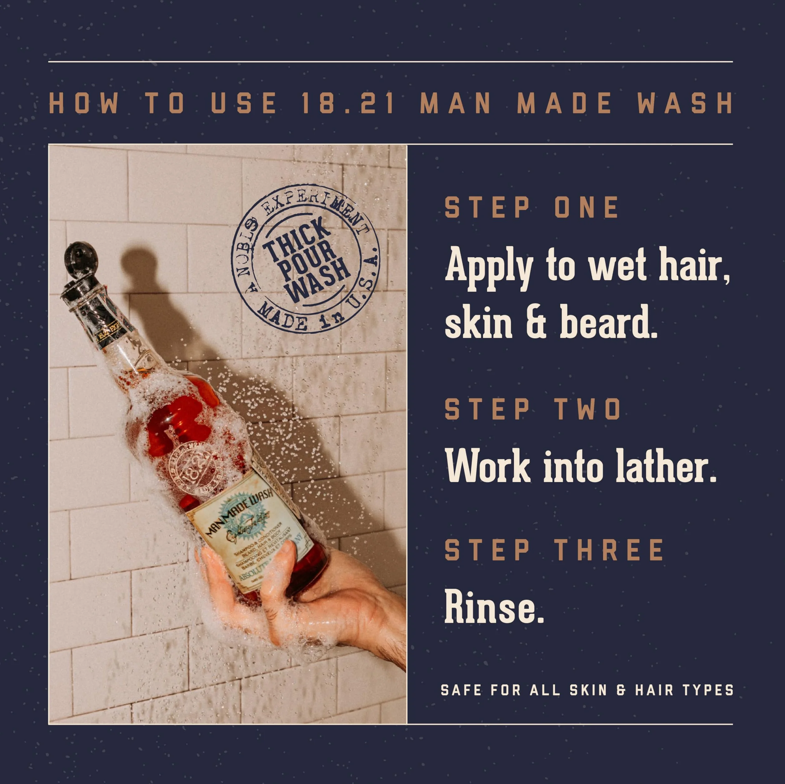 18.21 Man Made Absolute Mahogany 3-In-1 Shampoo Conditioner Body Wash 18 oz