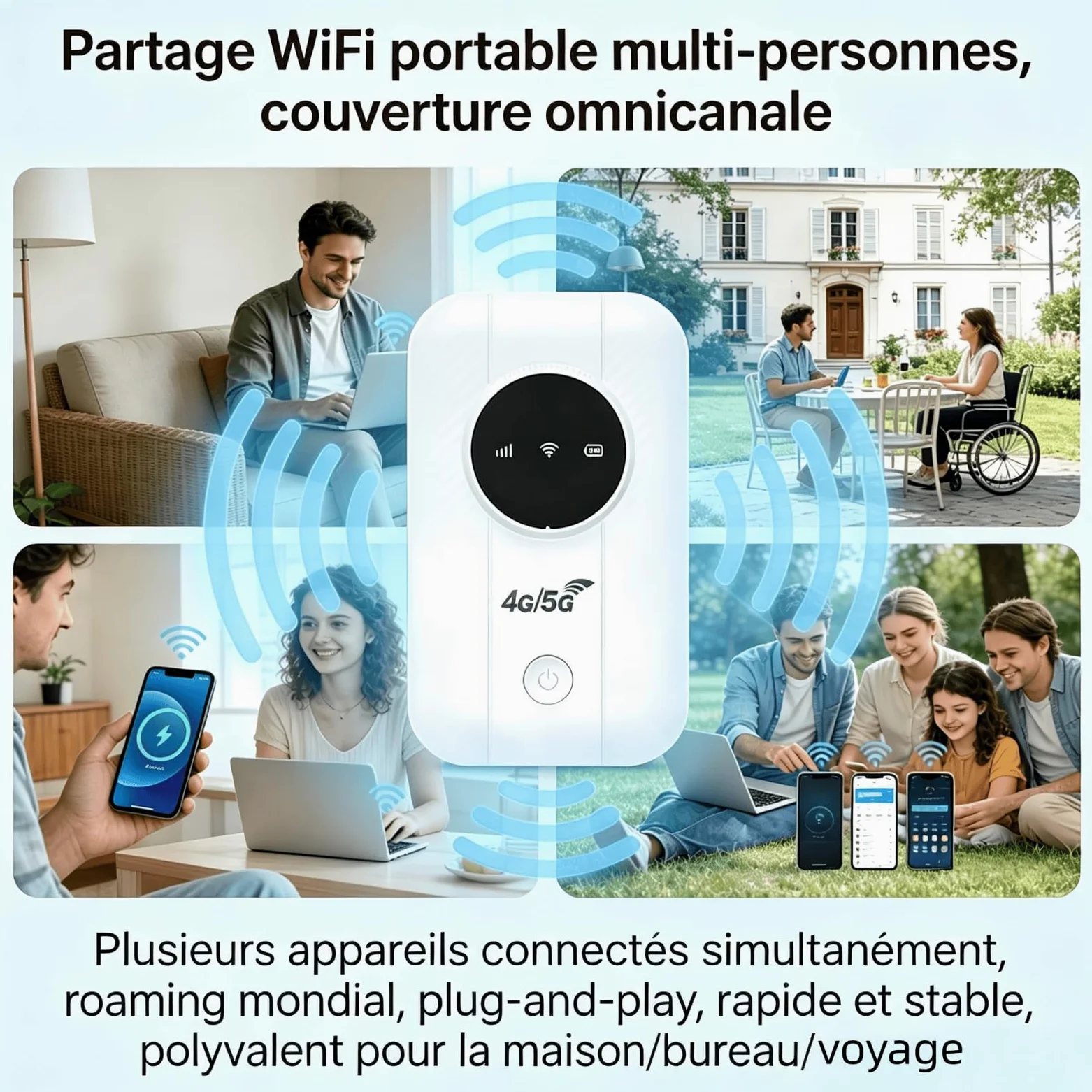 Routeur WiFi Mobile 5G Portable, Hotspot WiFi de Poche avec Écran LED et USB Type-C, Modem Haut Débit Compatible Carte SIM, Routeur Mobile Universel pour Voyage et Télétravail