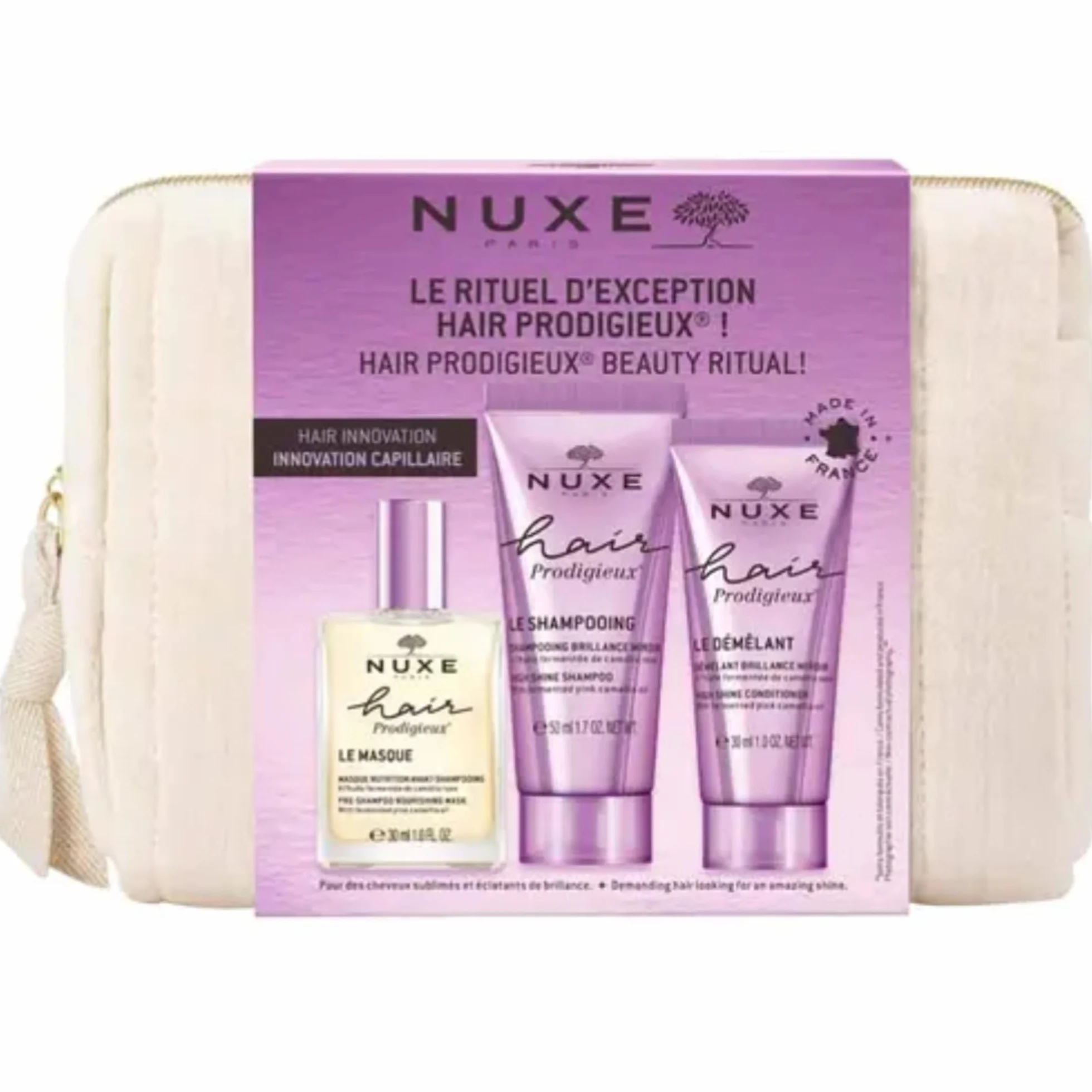 Nuxe Hair Prodigieux Pochette Maschera Shampooing 30 ml Après-shampoing 30 ml