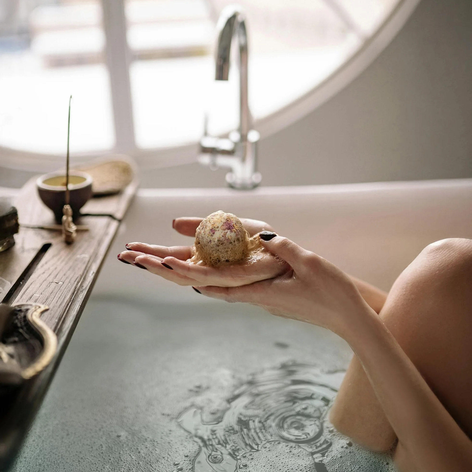 Satin Naturel Coffret 4 Bombes de Bain BIO Luxueuses Vegan – Cadeau Bien-Être pour Femme