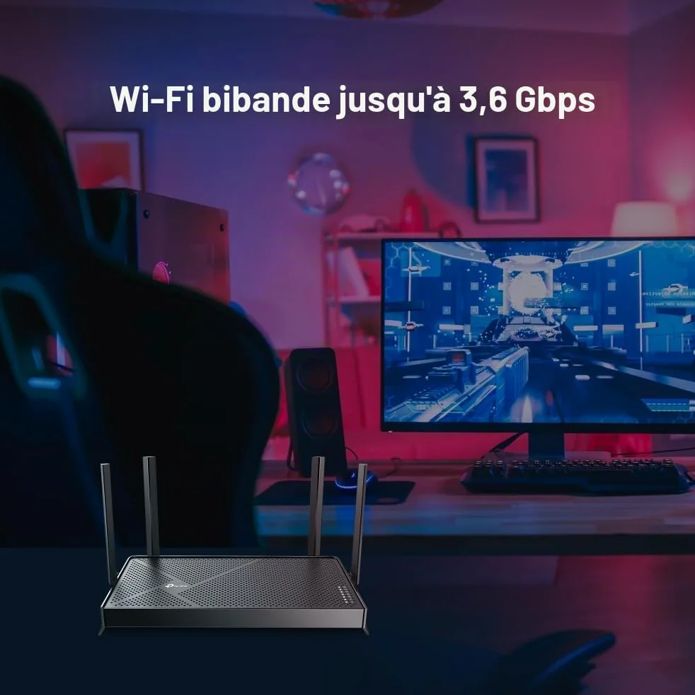 TP-Link BE3600 - Routeur Wi-FI 7 Double Bande, sans Fil et Filaire, jusqu'à 3,6 Gbps, Ports Multi-Gigabit 2.5G, MLO, Jeux et Transmission, Compatible EasyMesh, Configuration Facile,