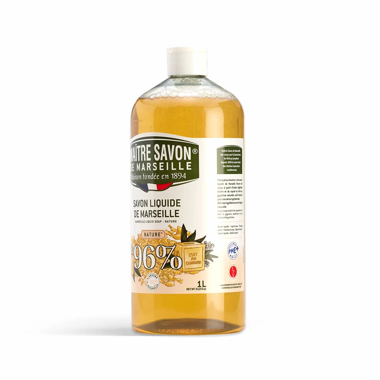 Maître Savon de Marseille liquide Nature 1L 96% d'origine naturelle
