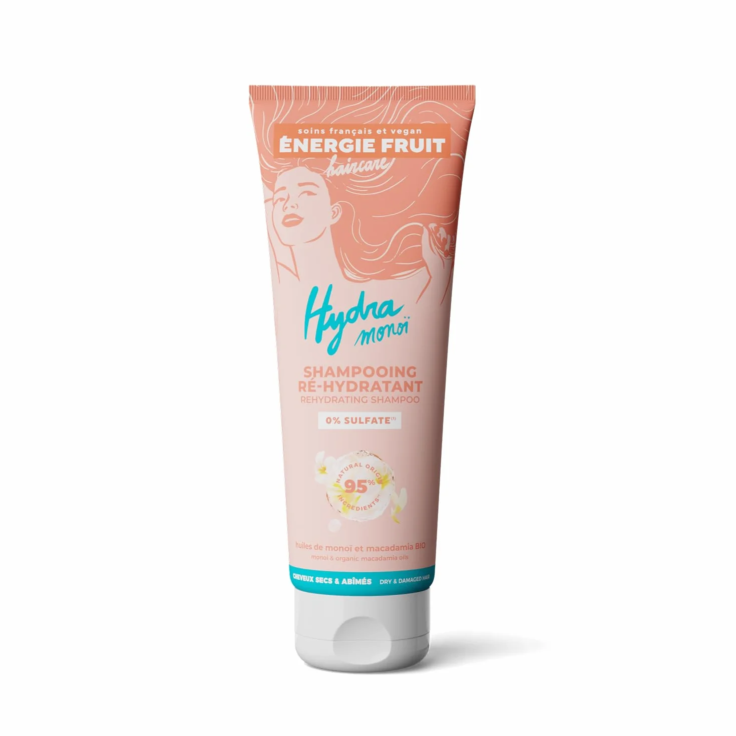 Shampoing sans Sulfate Monoï & Macadamia BIO Cheveux Secs Abimés Vegan 250 ml
