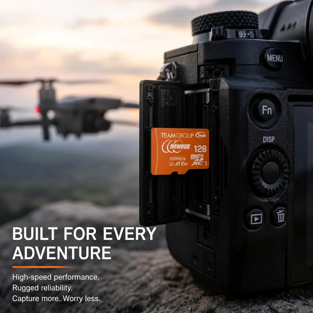 NEWEGG Carte microSDXC A1, vitesse de lecture jusqu'à 100 Mo/s, 128 Go pour appareils photo, drons et smartphones Android, 4K UHD U3 V30, TUSDX128GIV30A172