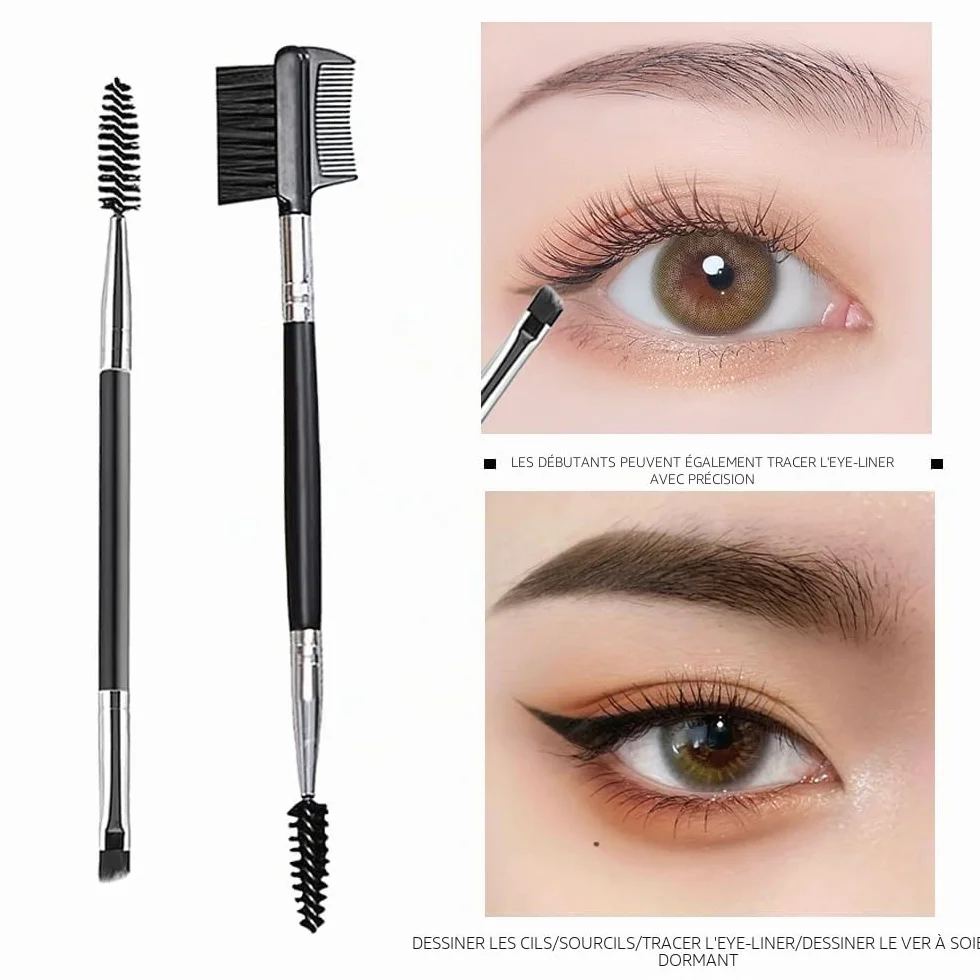 Brosse à Sourcils Double Face, Peigne à Cils Double Extrémité, 2 Pcs, Outils de Maquillage
