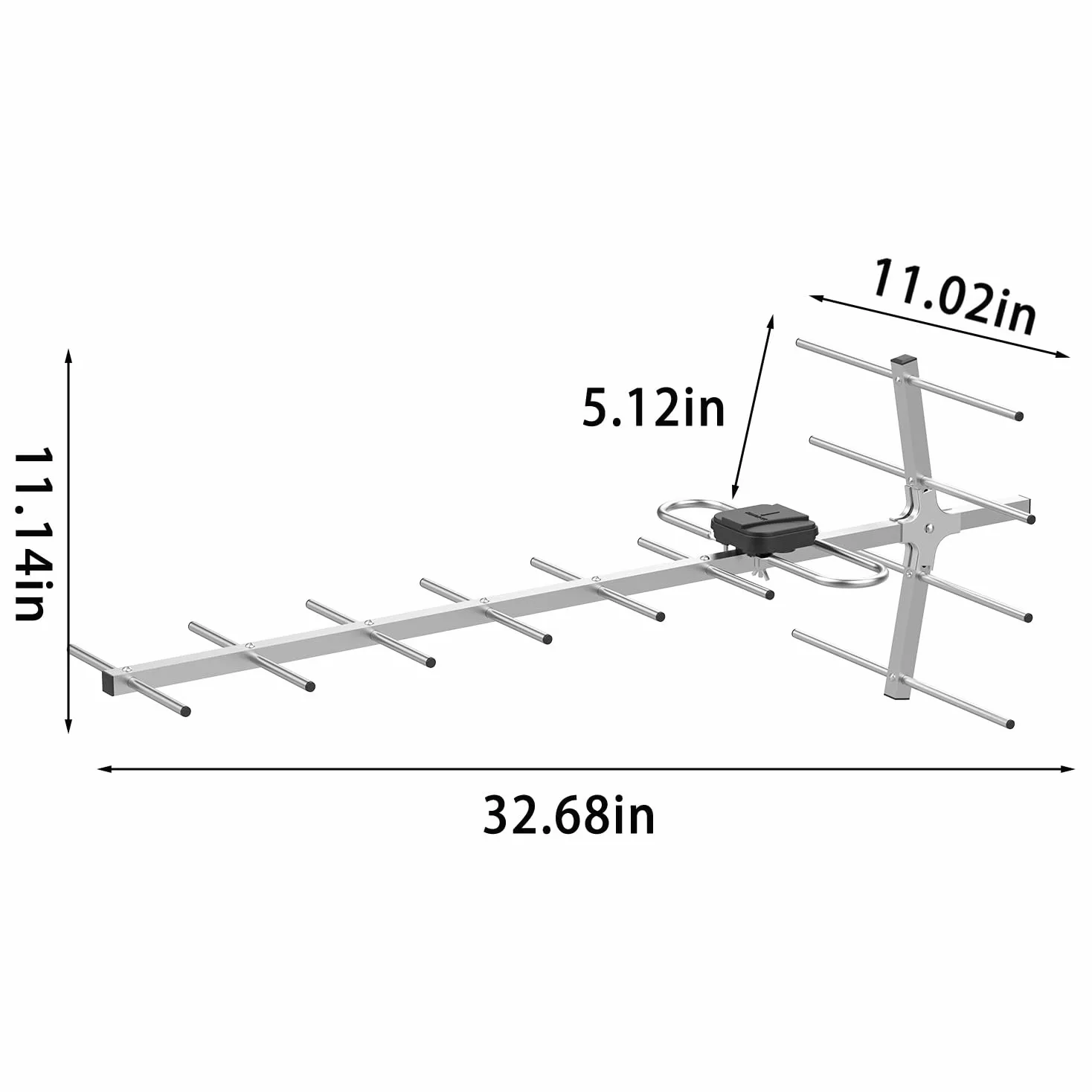 Antenne TV numérique HD d'extérieur Yagi avec réception longue portée, grenier ou toit Antenne TV numérique OTA avec UHF/VHF, prend en charge 4K, 1080p tous les téléviseurs intelligents/anciens et