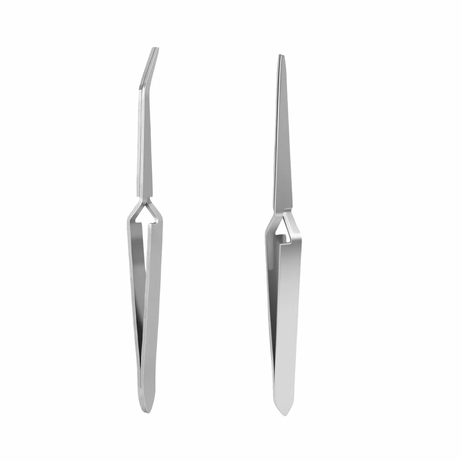 Pince à Cils en Acier Inoxydable, Pincettes à Épiler Bouts Droit et Courbé, 2 Pièces pour Extensions de Cils