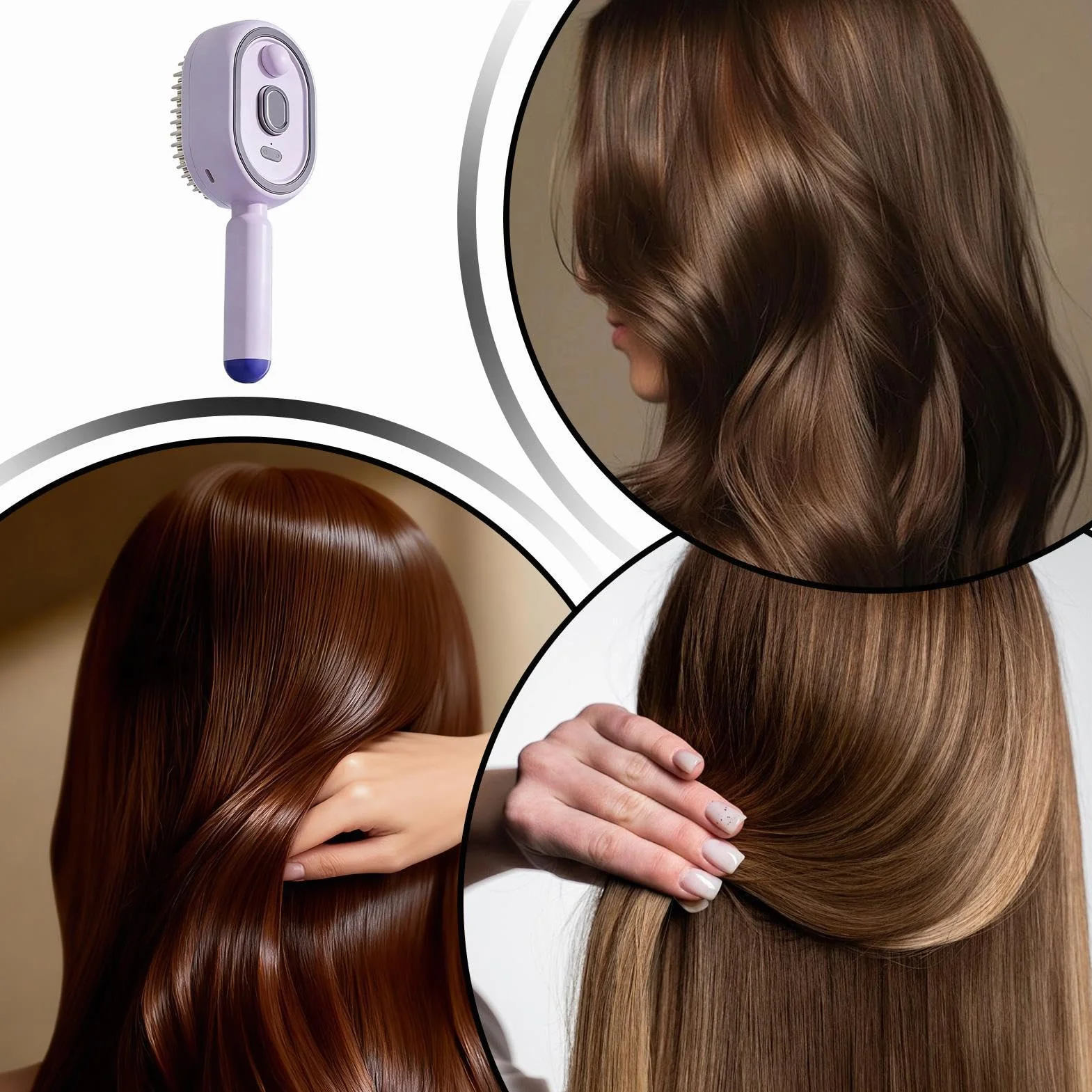 Brosse Vapeur Cheveux Peigne Lissant Nourrissant avec Spray Démêlant Lisseur Cheveux