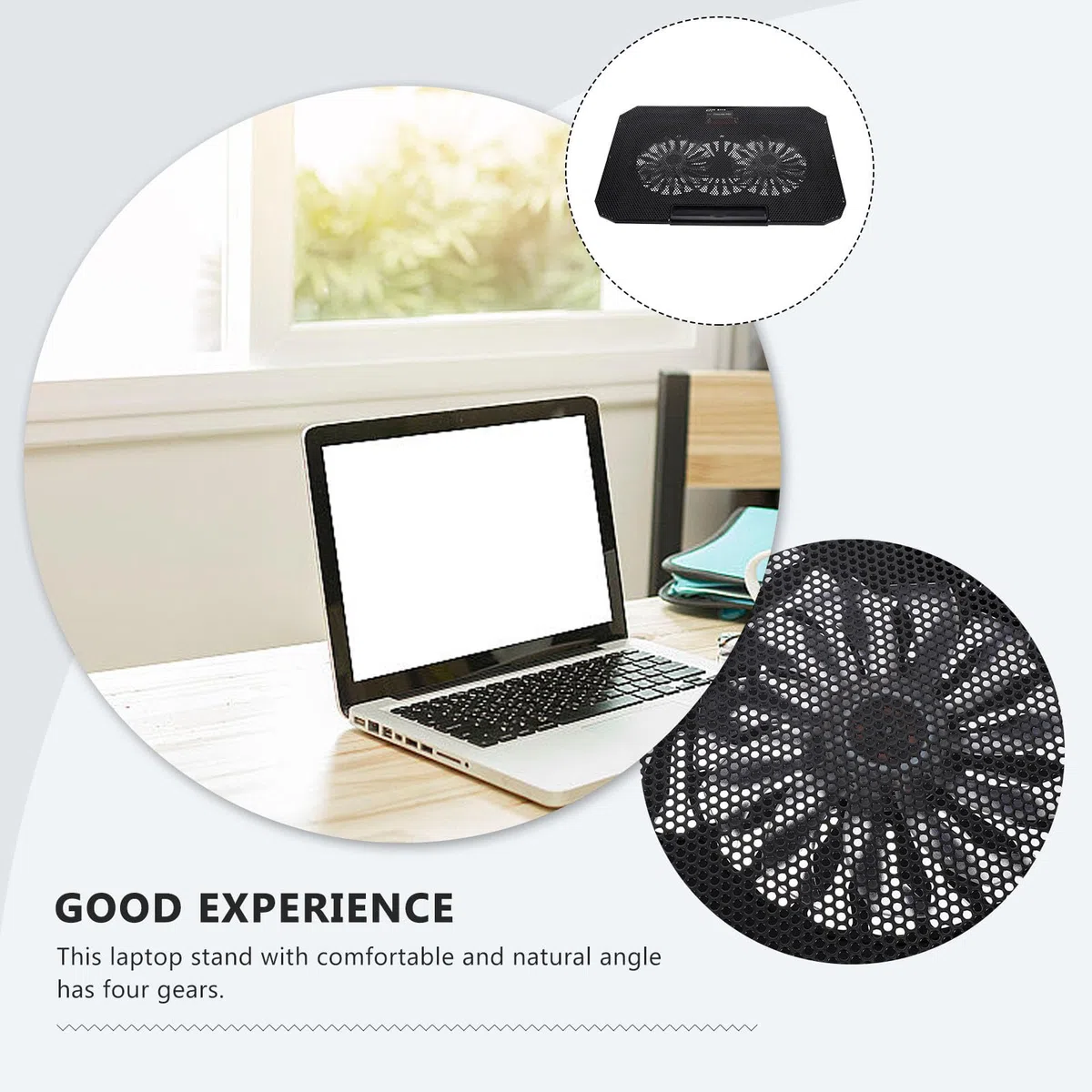 Ipetboom Refroidisseur USB pour Ordinateur Portable 14-156 Pouces Support Ventilé en ABS Léger 4 Vitesses Réglables Radiateur Silencieux Portable Bureau