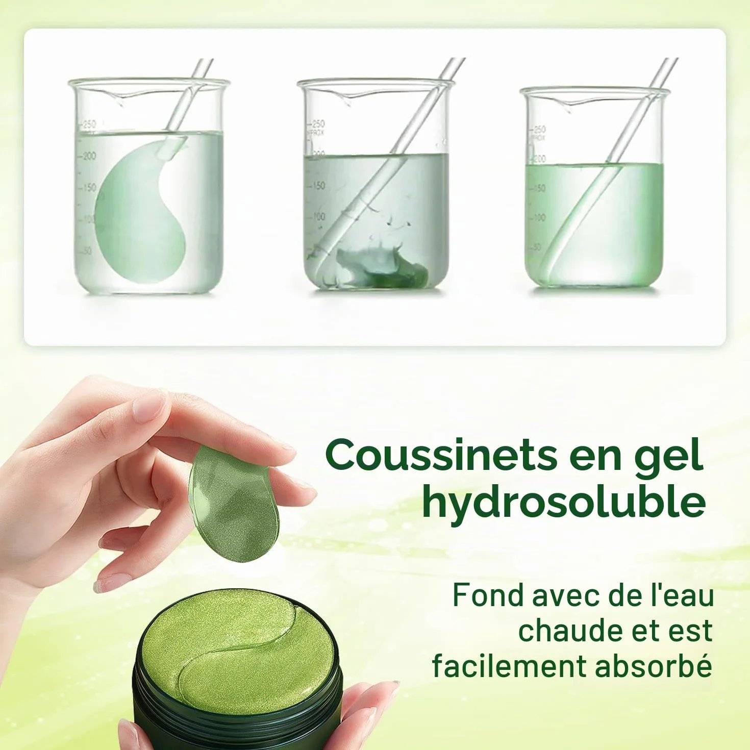 Eye Patch Hydrogel Acide hyaluronique Collagène Réutilisable Contre Cernes Poches Rides 60pcs