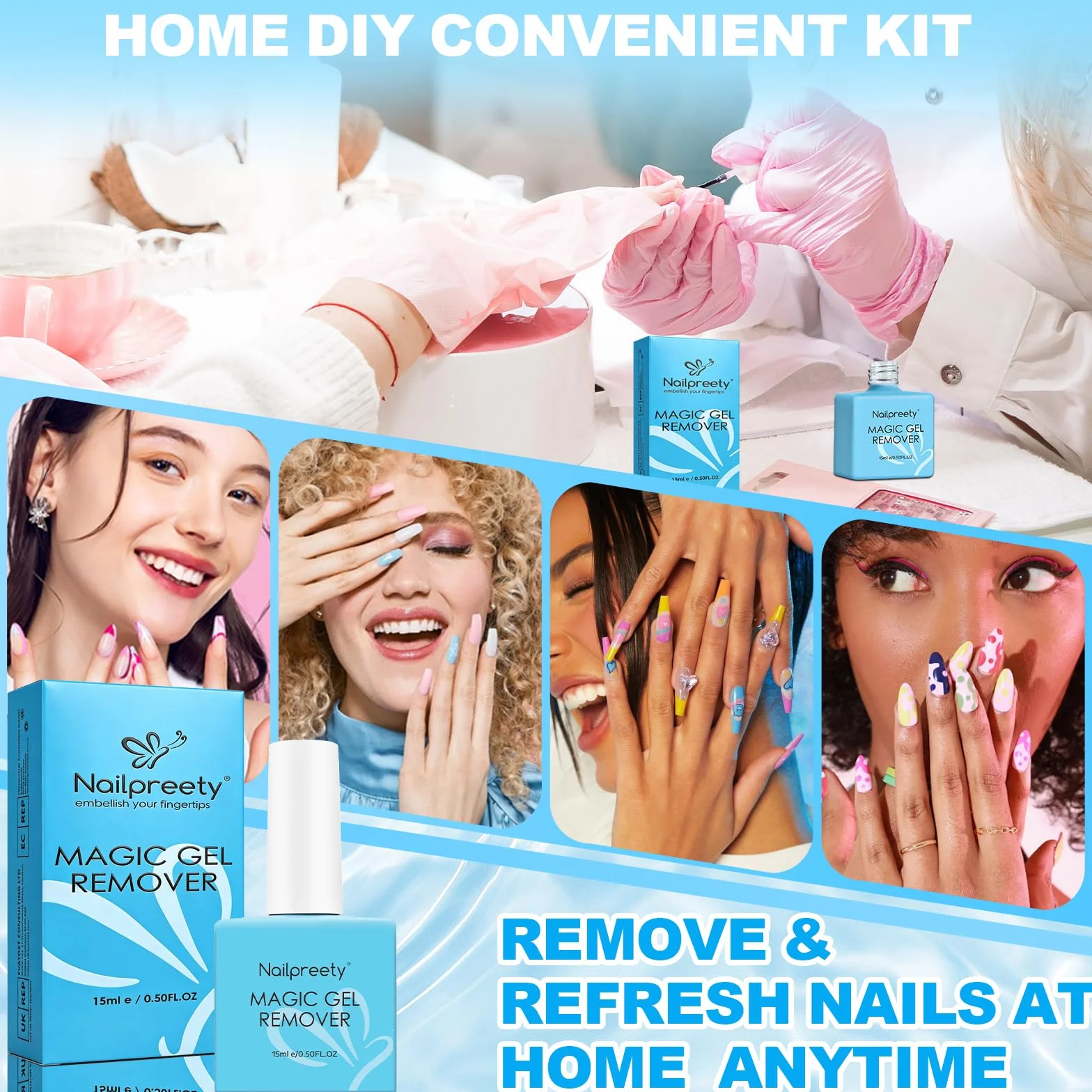 Kit Dissolvant Vernis Semi Permanent Gel 15ML