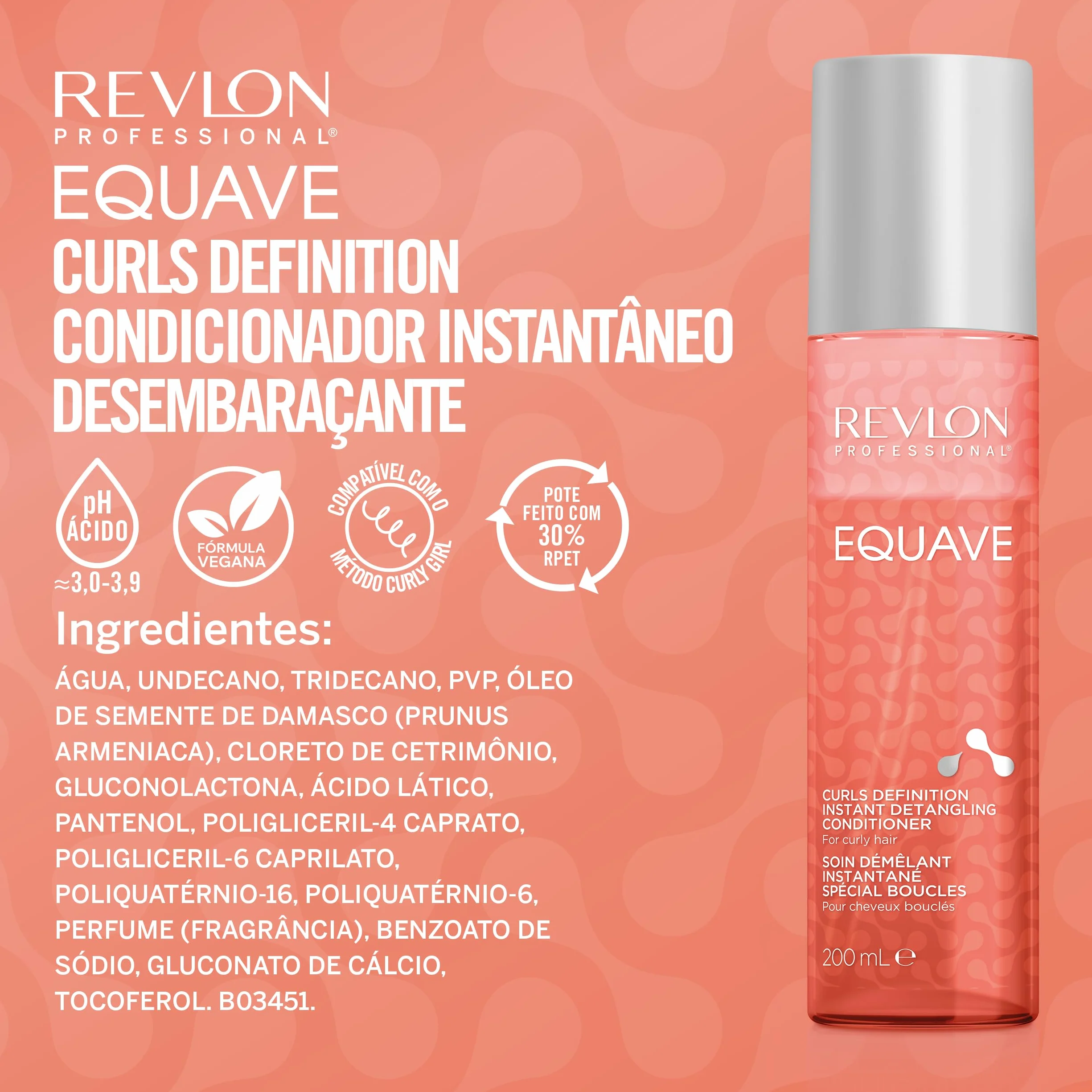 Revlon Professional Equave Soin Démêlant Bi-Phase Activateur de Boucles Cheveux Bouclés 200ML