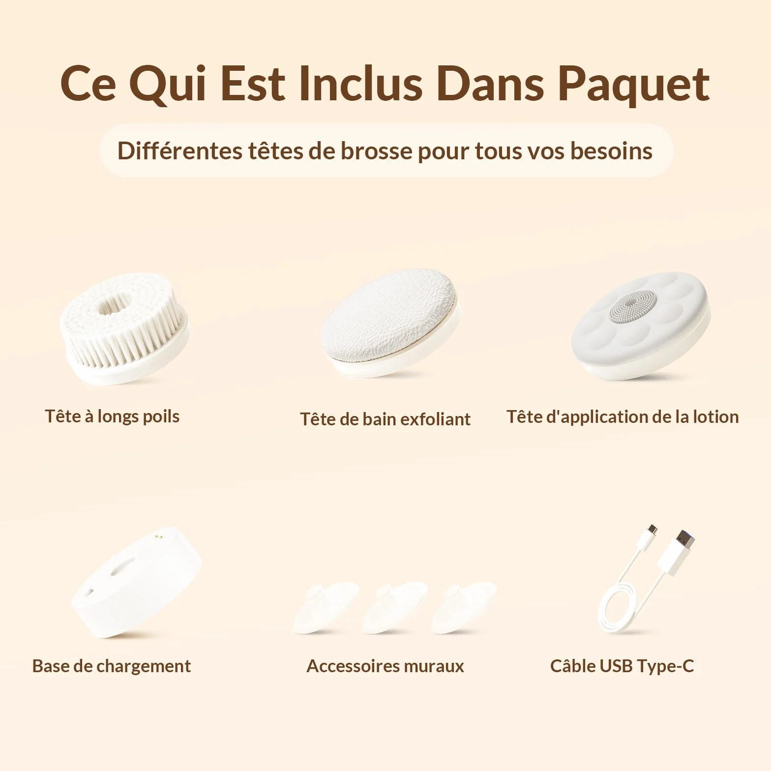 Brosse à récurer électrique IPX7 étanche charge USB longue poignée Blanc perle