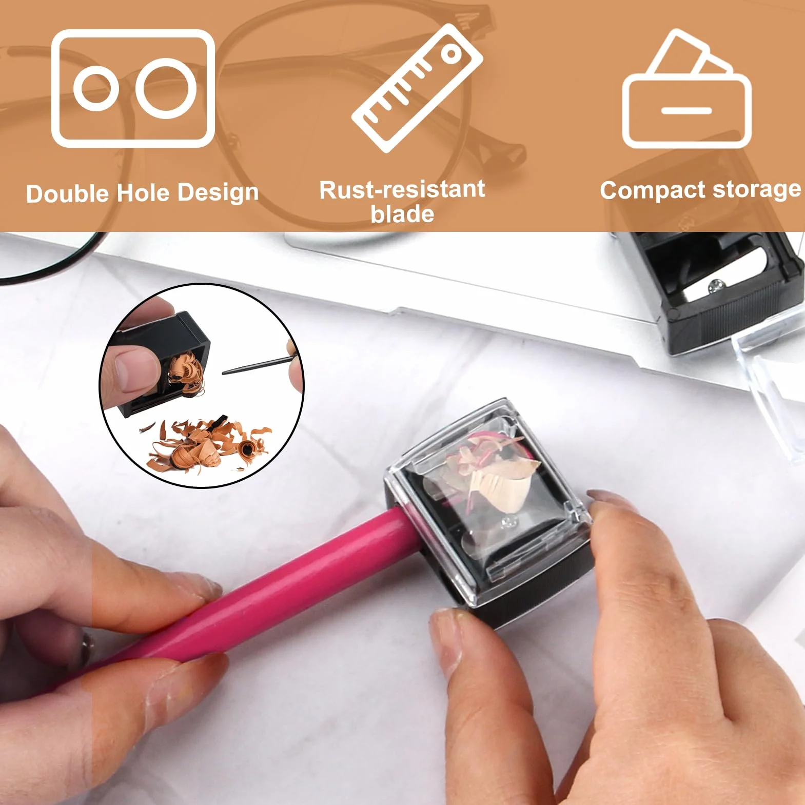 Taille-Crayon Maquillage Double Trou, Pour Crayons Jumbo Et Standard