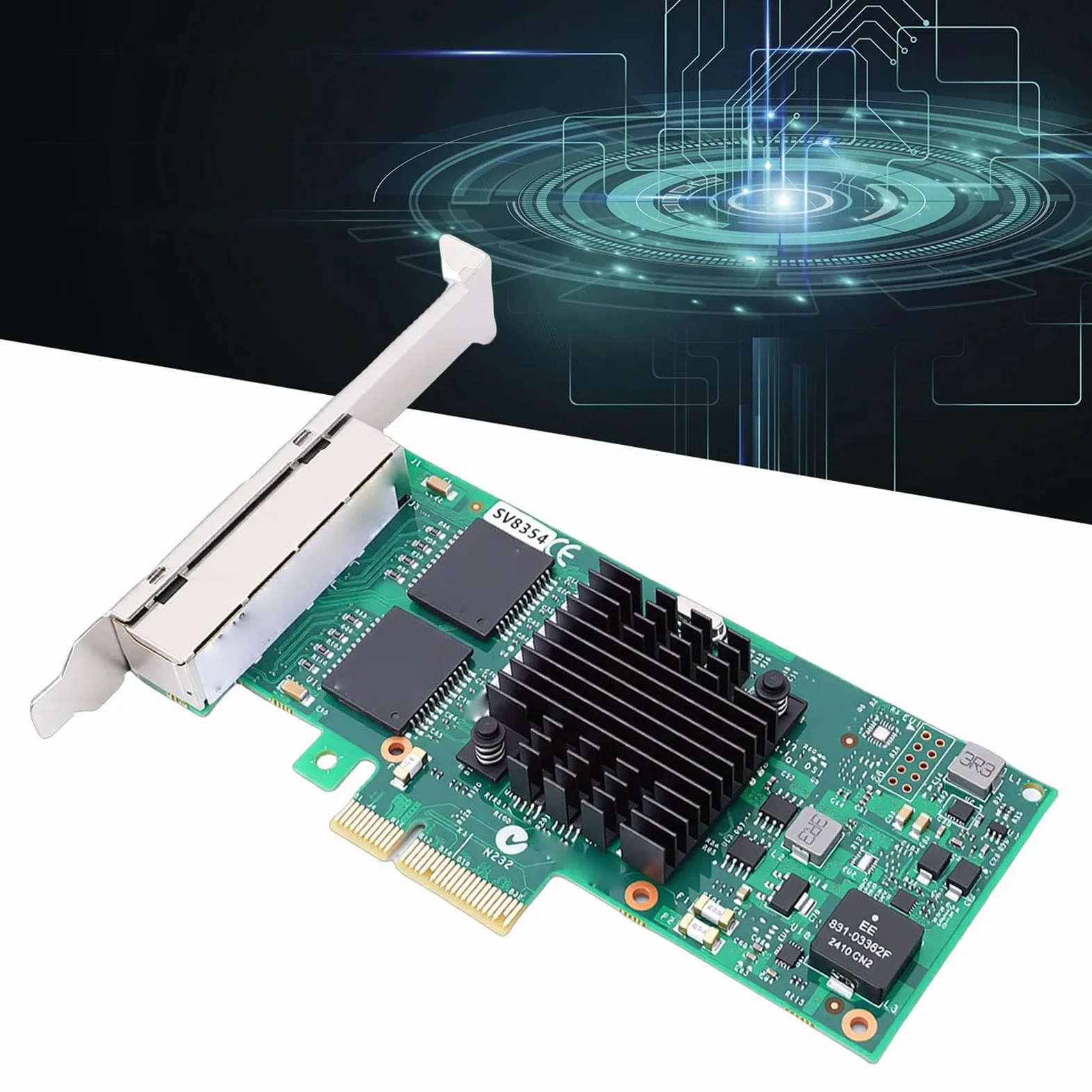 Naroote Carte Réseau PCI Express Gigabit Ethernet 1000 Mbps Haute Performance Contrôleur 350AM4 Port RJ45 Réseau PCIE Adaptateur Fonctionnement Fiable Stable pour Serveur Bureau