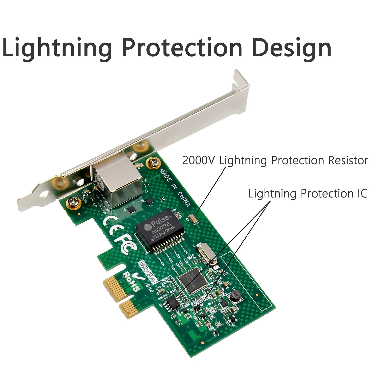 Carte réseau PCIe Gigabit 1000 m PCI Express Ethernet avec Intel I210AT LAN NIC pour prise en charge PXE pour Windows/Windows Server/Linux (design de protection Lightning) (ST729)