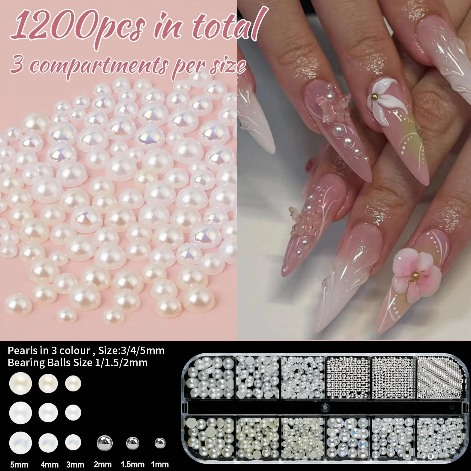 EARLMONI 5200 Strass Cristal AB Flatback Rhinestone Kit Bedazzling avec Stylo à Cire Double Extrémité pour Ongles DIY