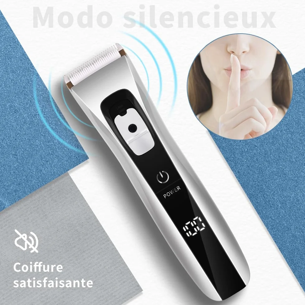 Professionnelle Tondeuse Cheveux Hommes sans Fil Lame Céramique Titane Réglable 8 Sabots