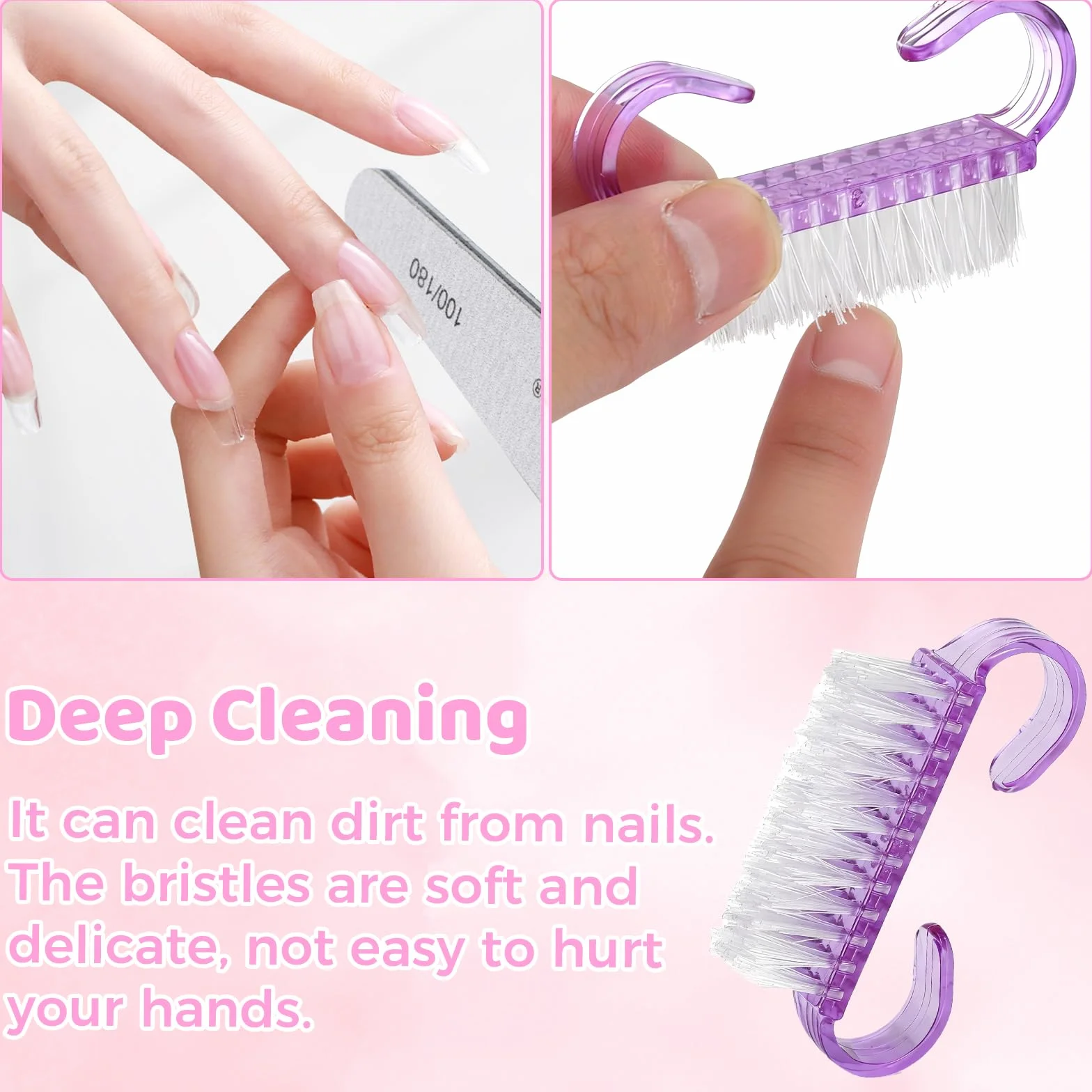 Lot de 24 Brosses à Ongles avec Poignée en Plastique, Brosse Exfoliante pour Mains et Pieds