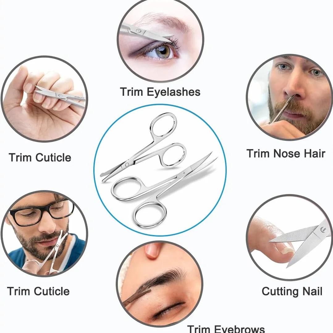 Lot de 2 ciseaux de manucure professionnels acier inoxydable extra tranchants pour ongles et cuticules