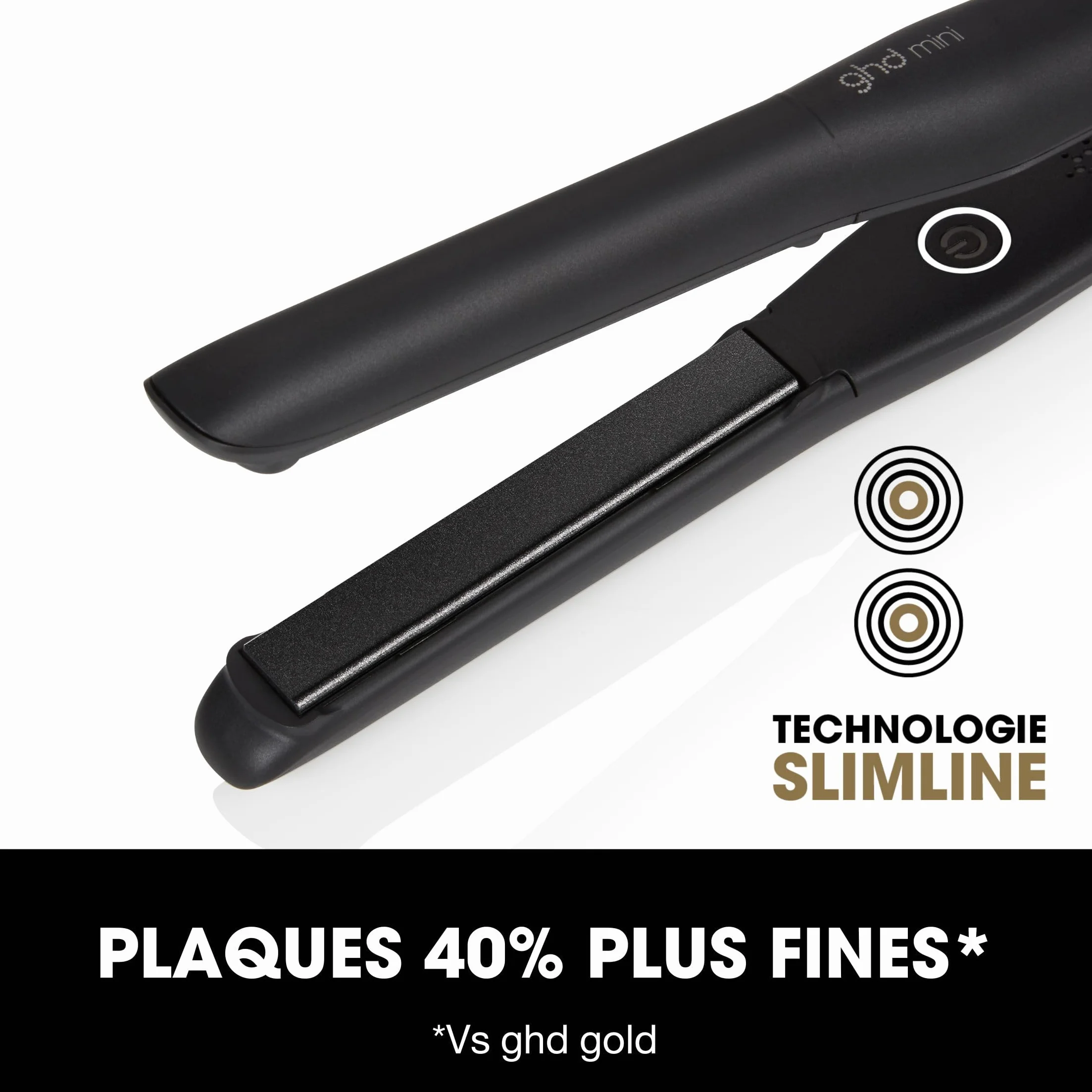 ghd Lisseur cheveux mini Fer à lisser professionnel Noir Plaques 40% plus fines Cheveux 50% plus brillants