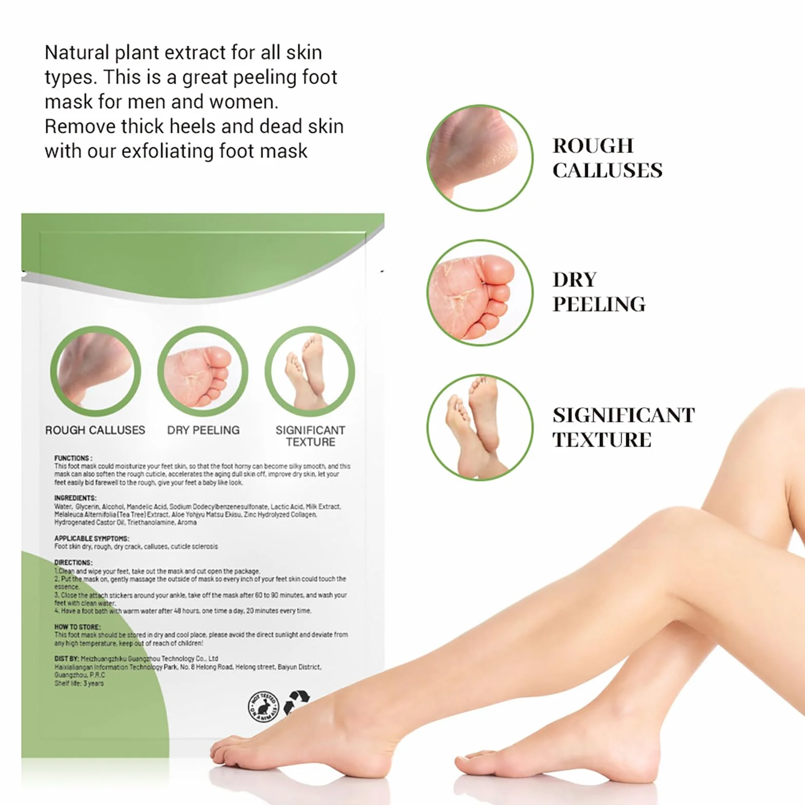 VolksRose Masque Pied à l'Aloe Vera 3 Pièces - Chaussettes Hydratant Réparateur Talons Fissurés