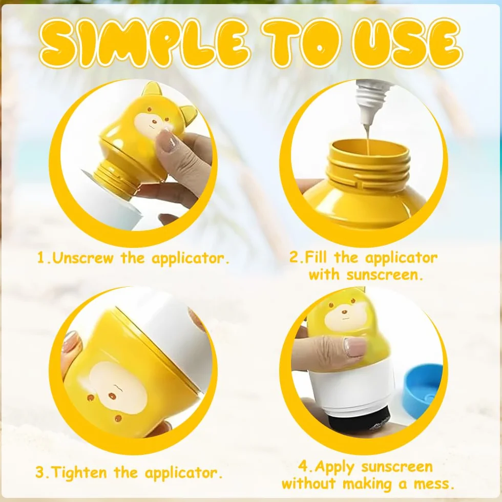 Applicateur Crème Solaire Enfant 100mL Rechargeable Portable à Rouleau Bleu Rose