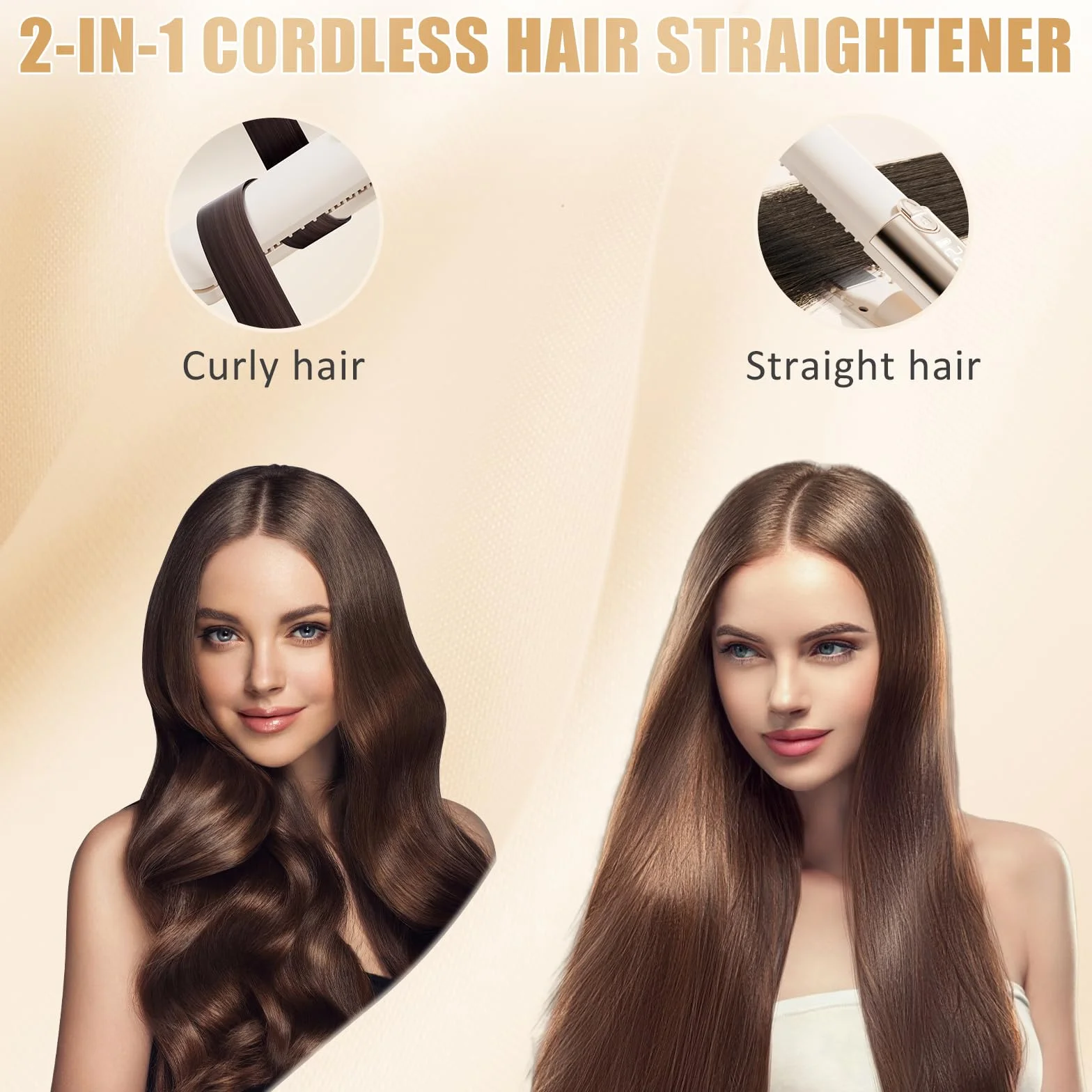 Lisseur Cheveux Mini Fer à Lisser Céramique 7 Températures 160℃-220℃ LCD-Display Voyage (Blanc)