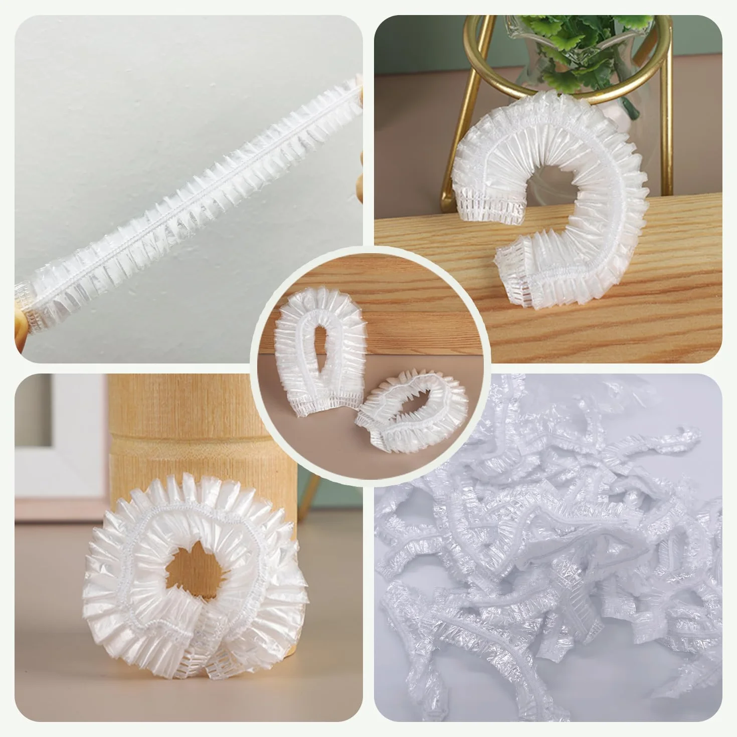 Bonnets de douche jetables en plastique imperméables 42 cm lot de 50 pour salon spa hôtel