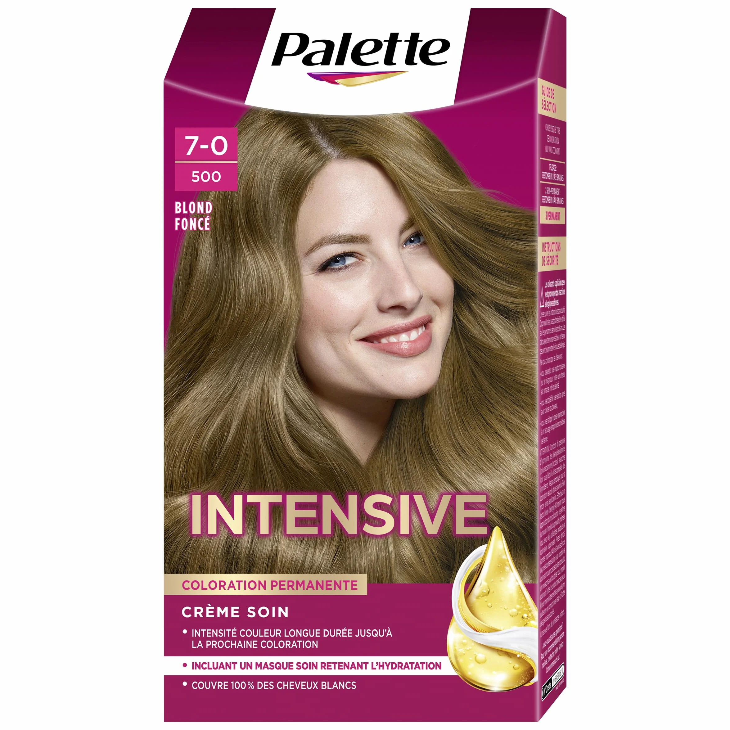 Coloration Permanente Crème Soin 7.0 Blond Foncé, Couverture 100% Cheveux Blancs, Longue Durée