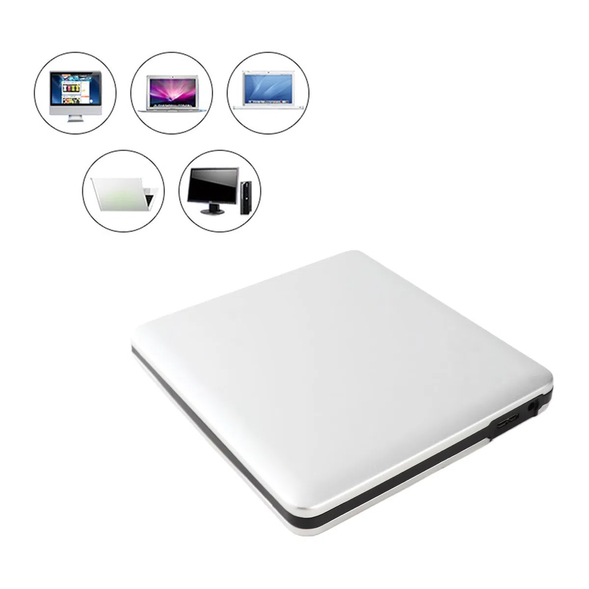 Sutinna USB 3.0 Blu-Ray PC Portable Lecteur Optique Externe, DVD CD BD Writer Recorder Slim Portable Driver Mobile Alliage d'aluminium PC Graveur DVD Externe CD Driver