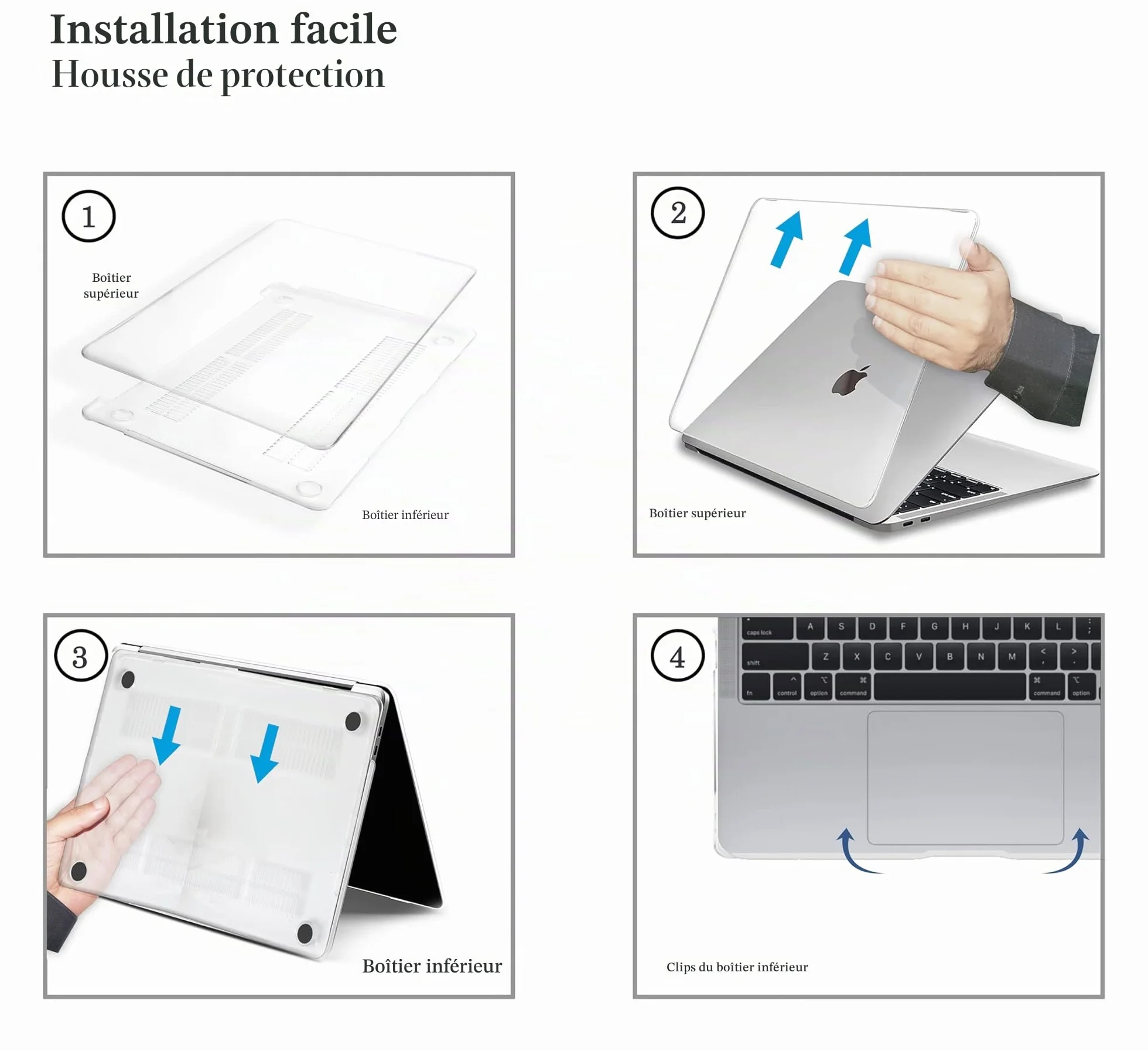 Coque MacBook Air 13 Pounces 2010-2017 A1369 A1466, Étui Rigide Transparent avec Protection de Clavier et Écran