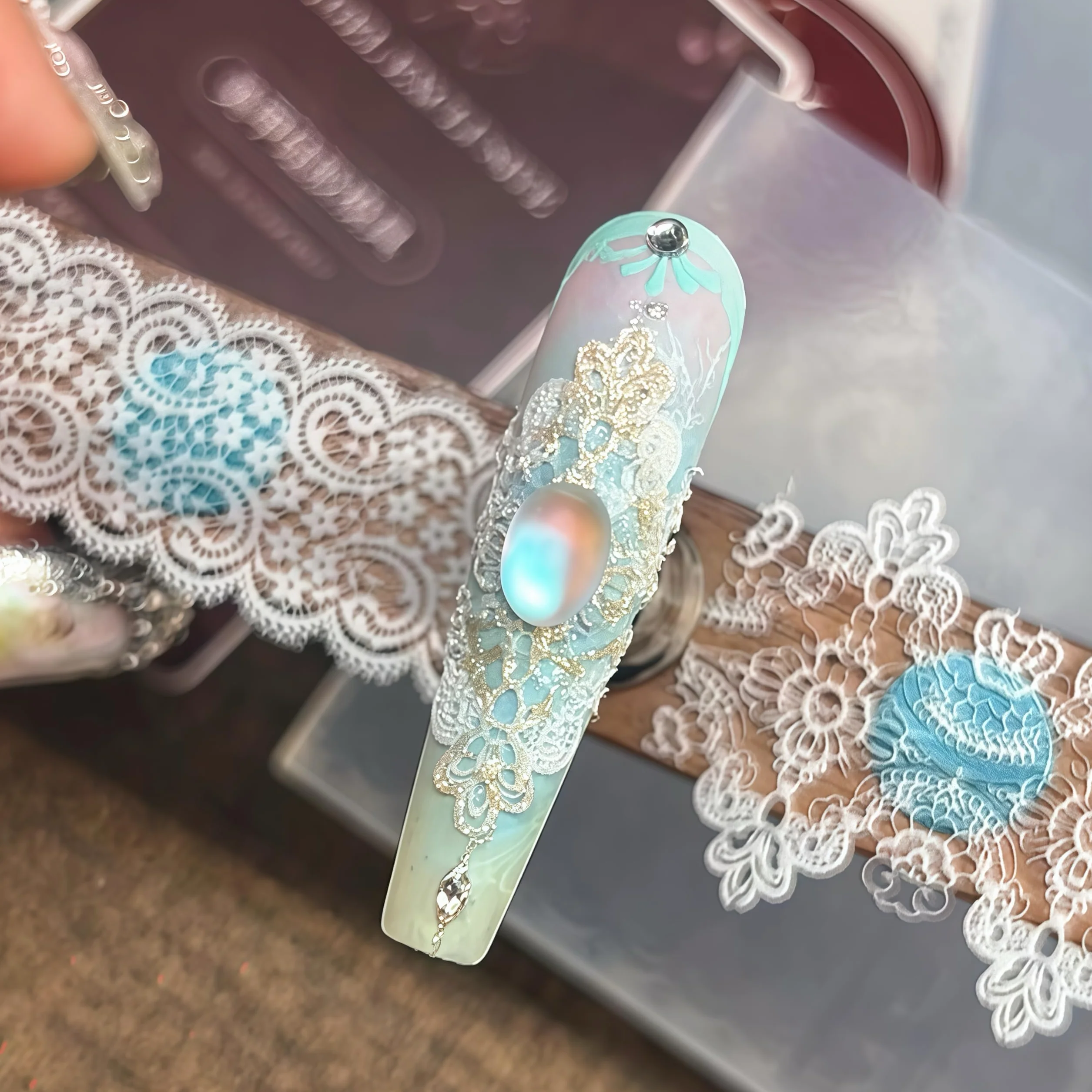 Design 3D en dentelle pour ongles outil en silicone