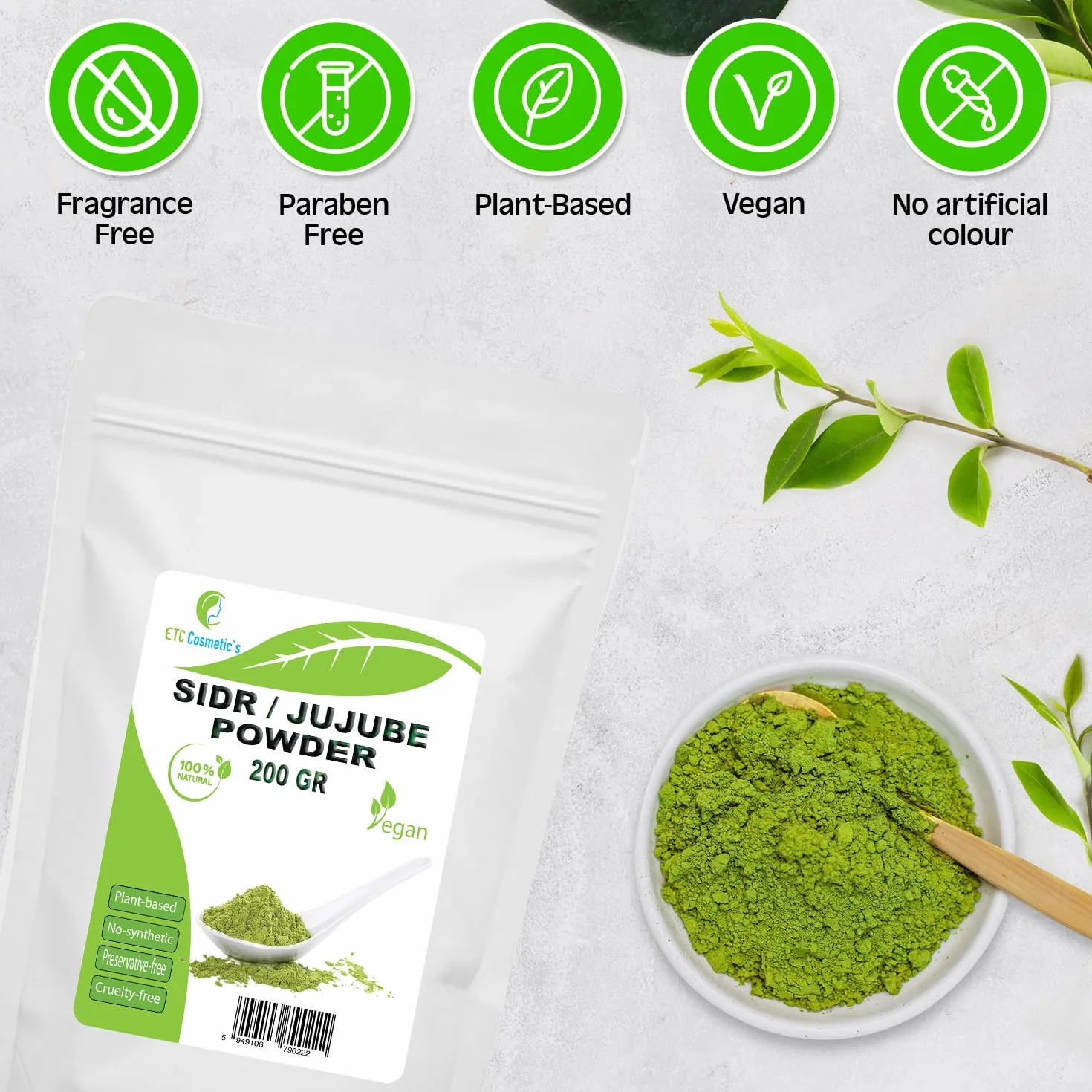Poudre de SIDR JUJUBIER 200gr nettoyante naturelle pour cheveux fins faibles abîmés 100% pur