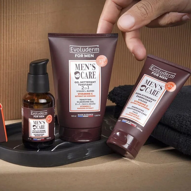 EVOLUDERM Coffret Soin Visage Homme 3 produits Ingrédients d'Origine Naturelle Végan