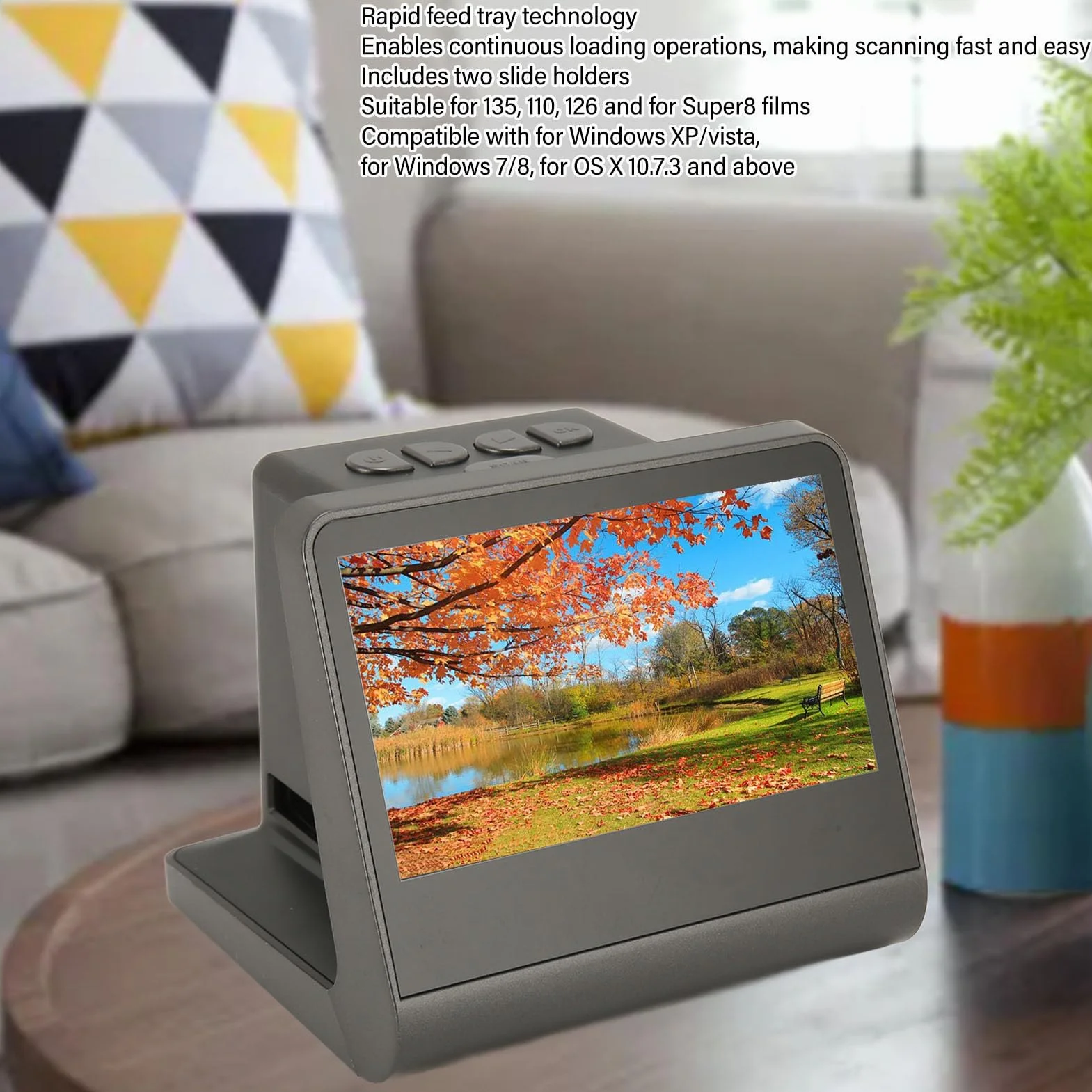Scanner de Diapositives de Film Compact 48MP, Affichage LCD de 5 Pouces, Améliorer et Redimensionner des Photos, Idéal pour Les Utilisateurs de et Mac, Comprend Le Manuel d'instructions