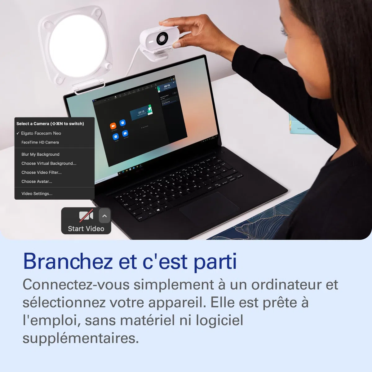 Elgato Neo Video-Lighting Bundle - Webcam Facecam Neo Full HD, Key Light Neo (Commandes intégrées) - Appels vidéo, Enregistrement - Zoom, Teams - Plug et Play sur PC-Mac-Ordinateur Portable-Ipad