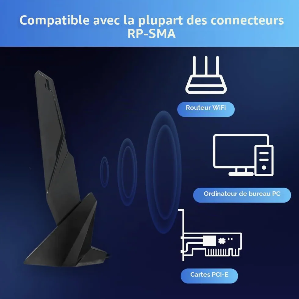 Antenne SMA WiFi 6e 2T2R 2,4 G/5 G double bande pour GIGABYTE AORUS Z390 Z490 Z590 X470 X570 X570S X570I H470 B460 H470I B450 B550 B560 B560 B560 0I AORUS PRO AX X299X