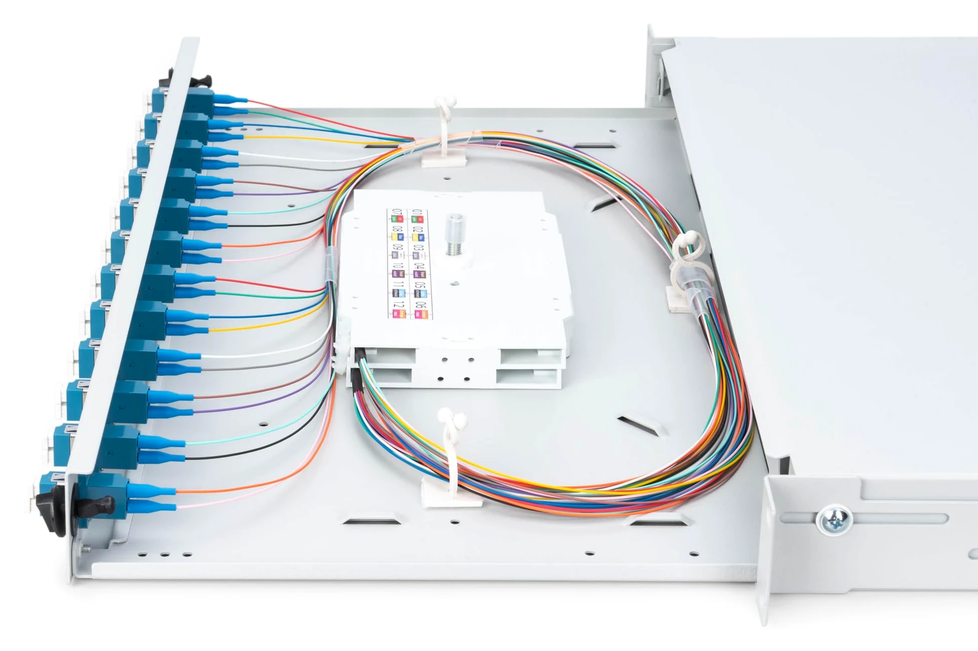 DIGITUS Boîte d'épissure fibre optique 12 couplages - LC - OS2 - 1U 19 pouces - Single-Mode duplex - Avec cassette d'épissure - Montage en rack