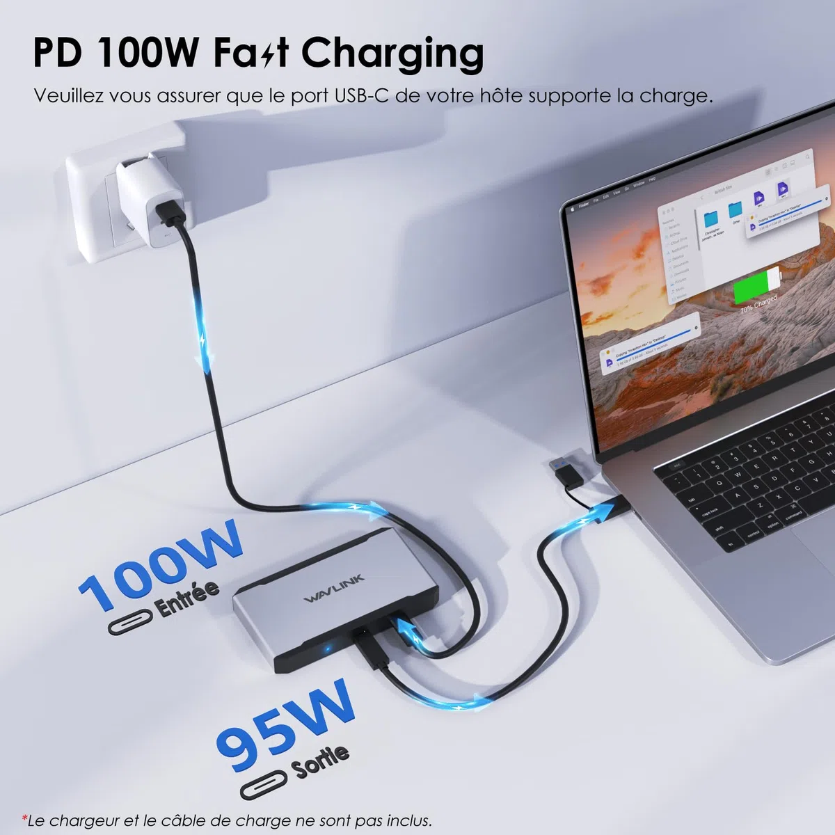 WAVLINK Station d'accueil pour 3 moniteurs, Adaptateur Triple Moniteur pour systèmes macOS Hôtes Type-C&A, 100W PD in, 3 HDMI 2 DP Disponibles,Triple 4K@60Hz,Pilote SMI et hôte USB3.2 Gen 2 requis