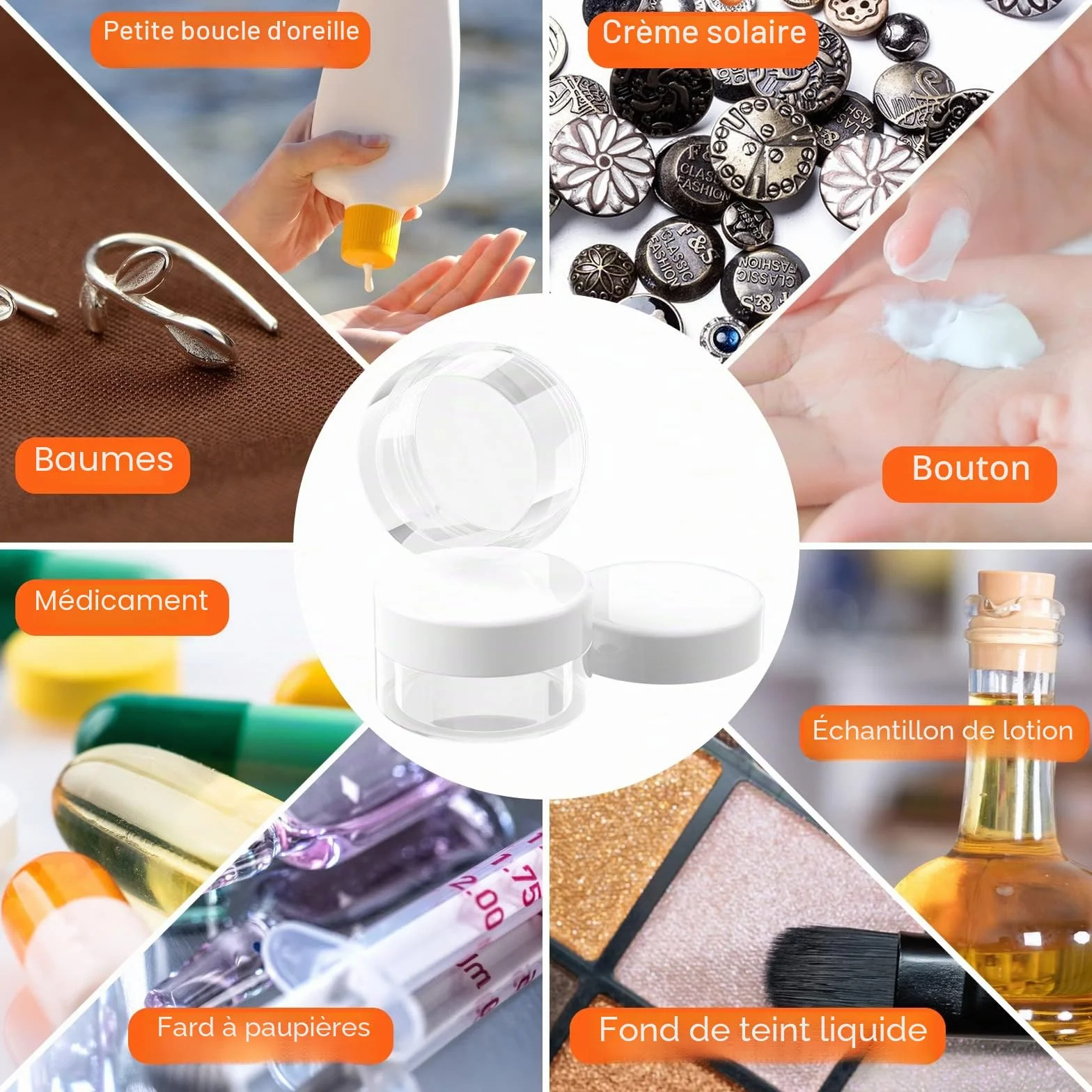 Newaner 60 Pièces Mini Pots Cosmétiques en Plastique 10g10ml Transparent avec Bouchon à Vis, Cannette Vide avec Autocollants