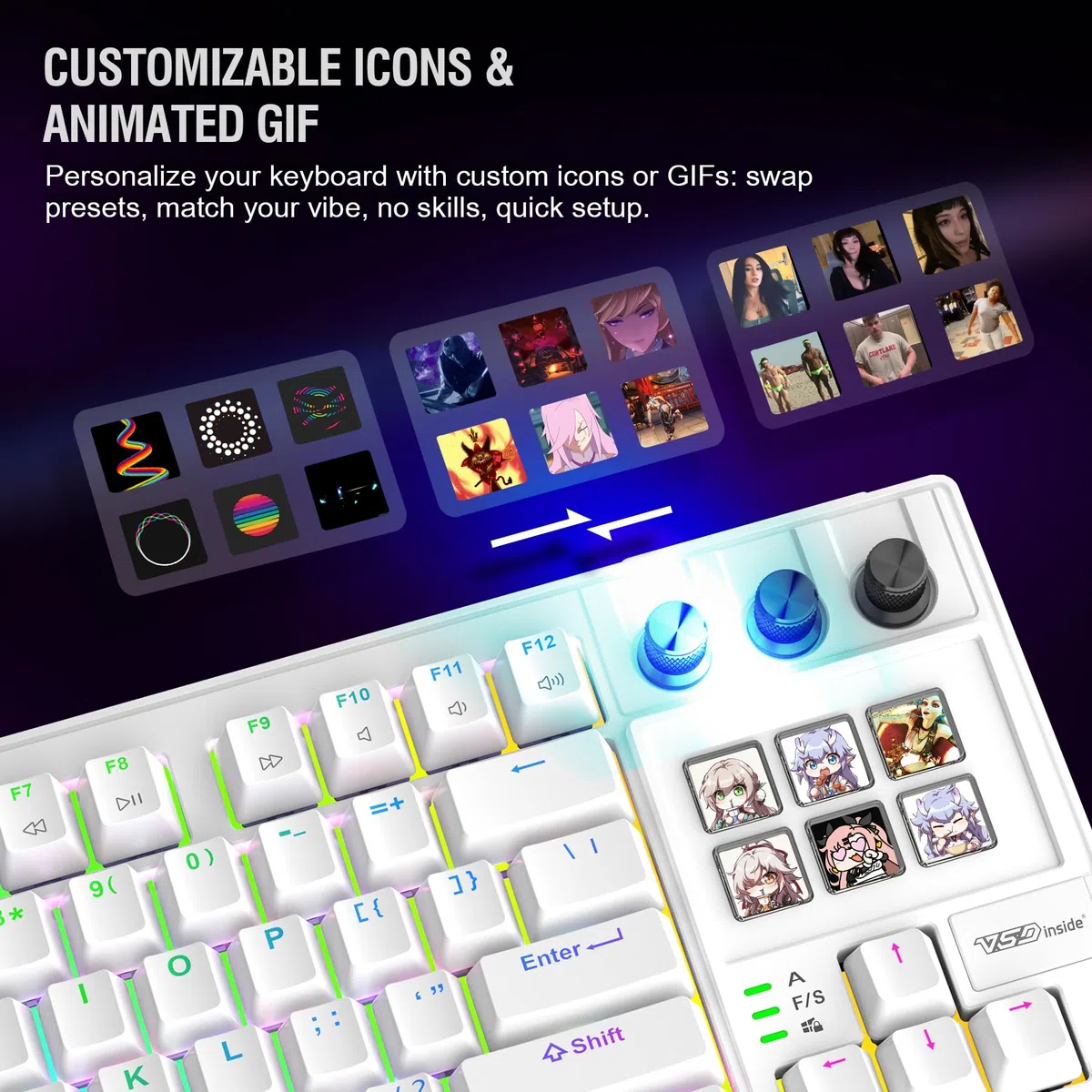 Clavier mécanique avec deck contrôleur de flux, pavé macro avec touches et boutons LCD personnalisables, clavier de raccourci de jeu, remplaçable à chaud, rétroéclairage RVB, pour PC Mac