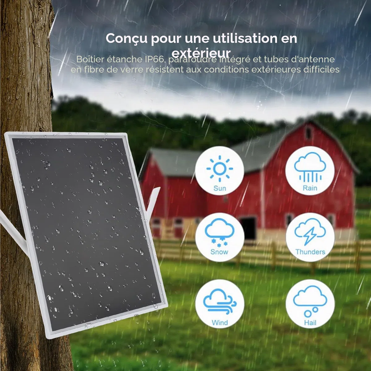 Booster de Signal D'extension WiFi Solaire 15 W, Batterie Longue Portée 328 Pieds 20 000 MAh, Répéteur WiFi 2,4 GHz 5 GHz Prend en Charge 15 Appareils pour Camping en Plein Air