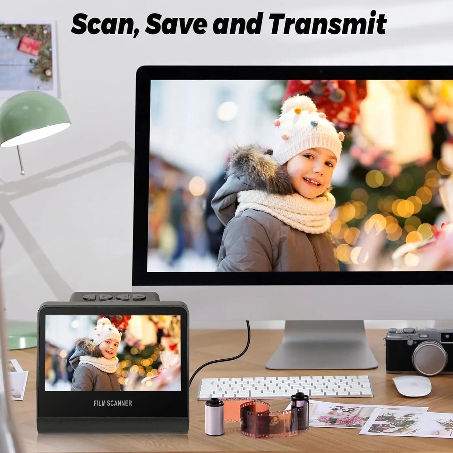 Garsent Scanner de Film Numérique Haute Résolution 22 MP, écran LCD 5 Pouces, Mémoire 16 Go, Convertit Les Diapositives Monochromes Négatives Noires en Photos JPEG pour L'édition du Scanner de Film
