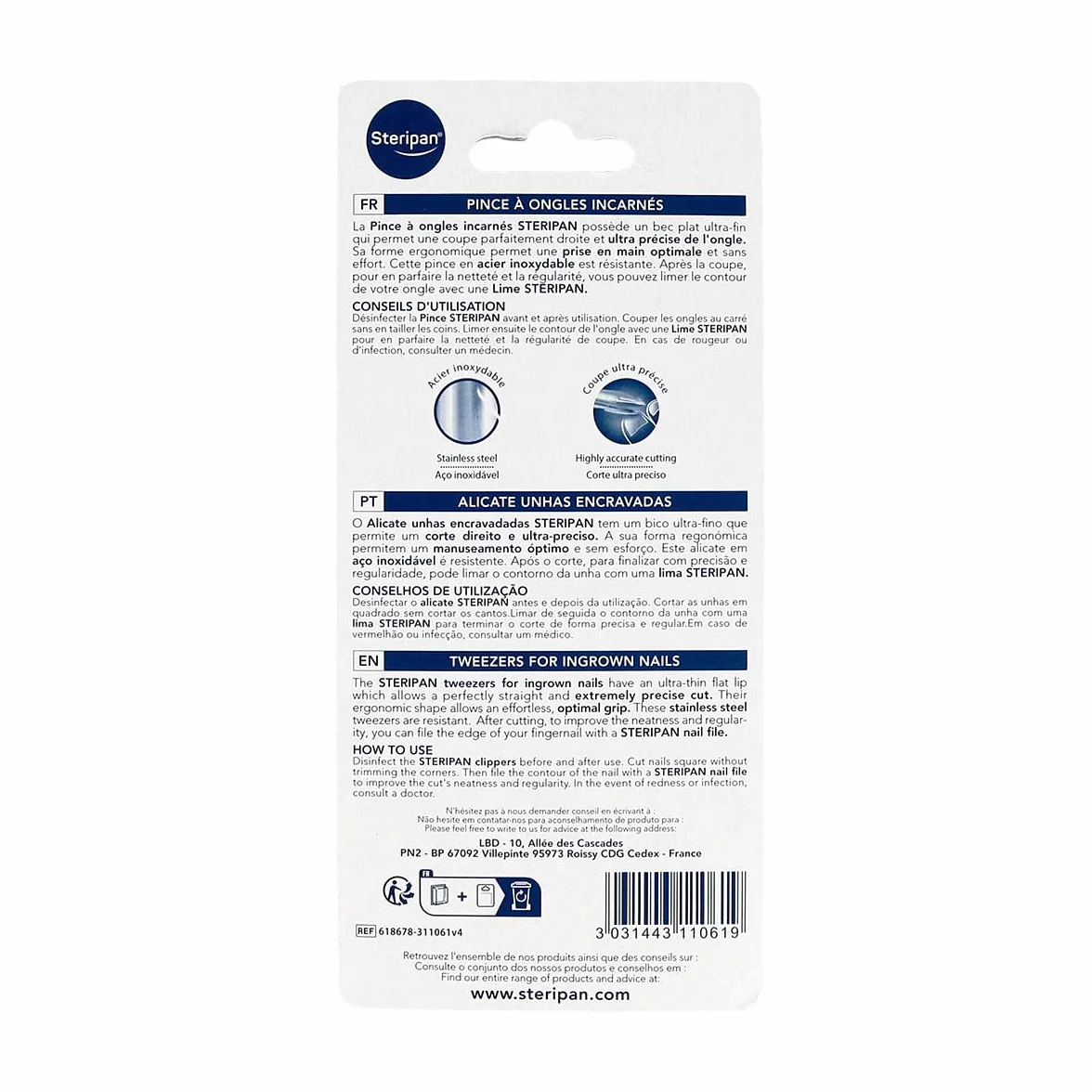 Pince à Ongles Incarnés Acier Inoxydable Bec Plat Ultra Fin Ergonomique